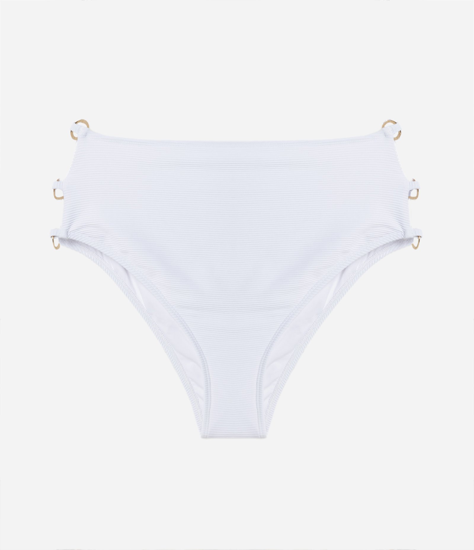 Biquíni Calcinha Hot Pants em Poliamida com Detalhe Argolinhas Curve & Plus Size Branco 4