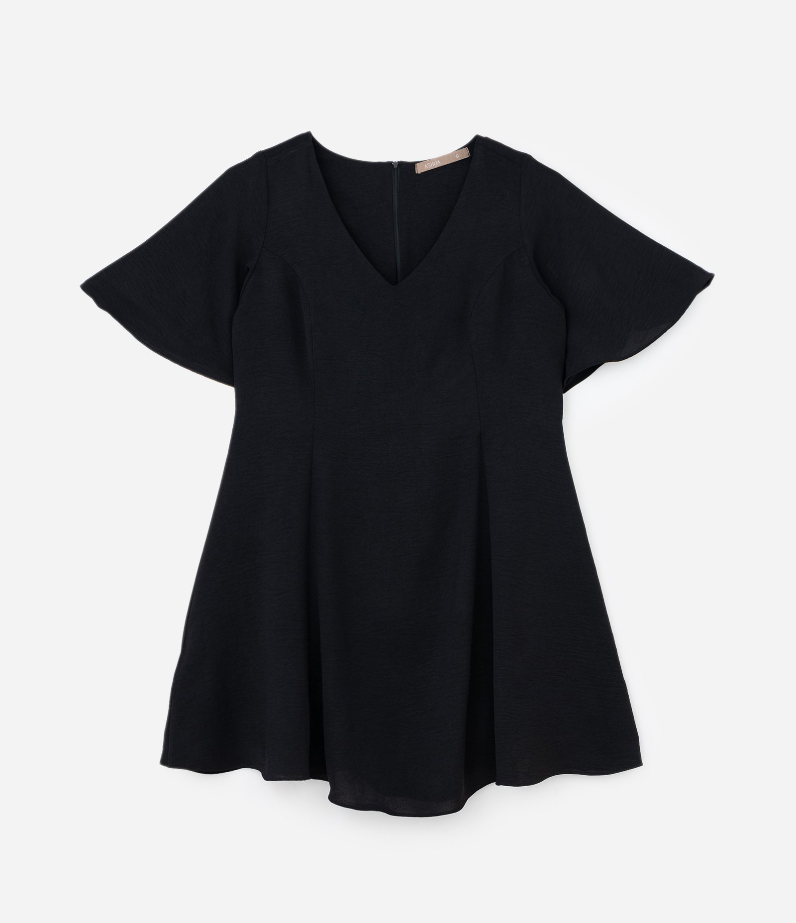 Vestido Curto em Crepe com Manga Ampla Curve & Plus Size Preto 5