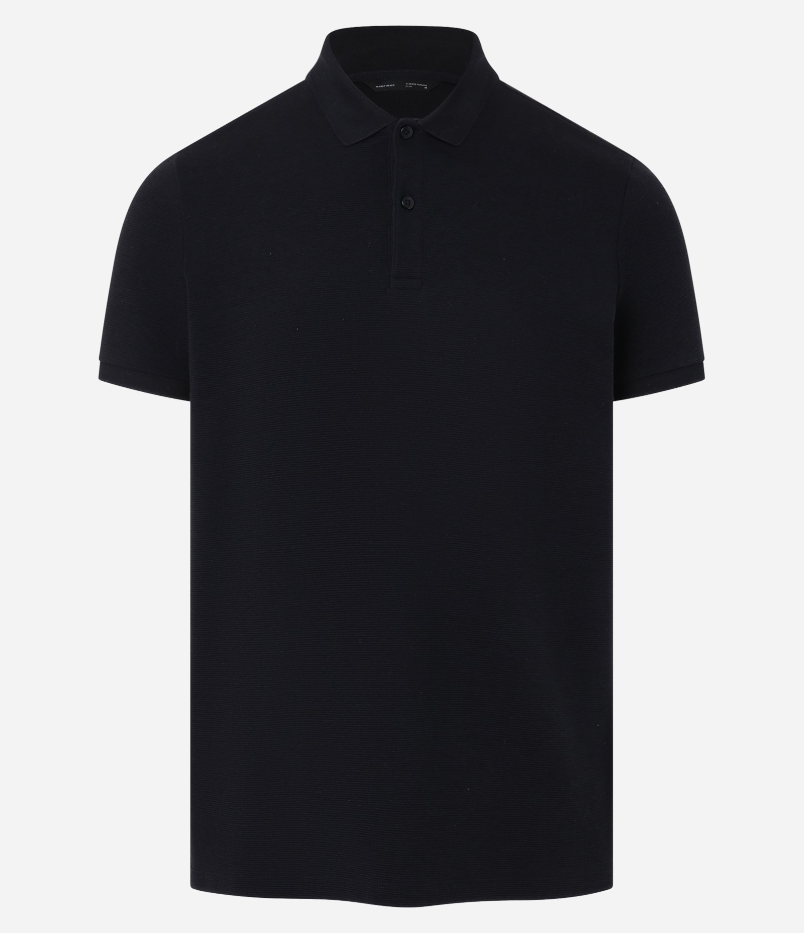 Camisa Polo Slim com Botões e Textura Canelada Preto 4