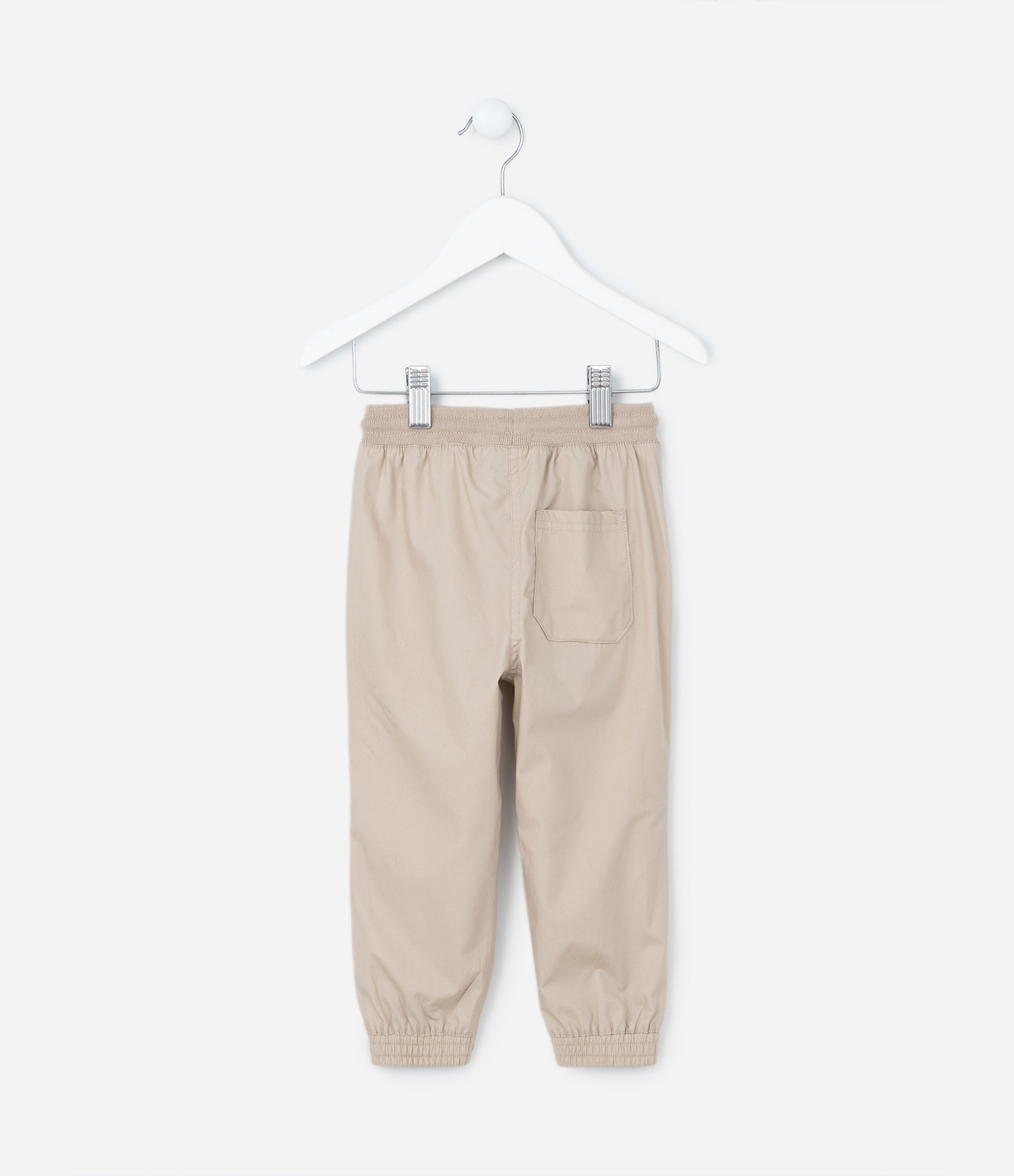 Calça Infantil em Sarja com Bolsos e Recortes - Tam 1 a 5 anos Bege 3