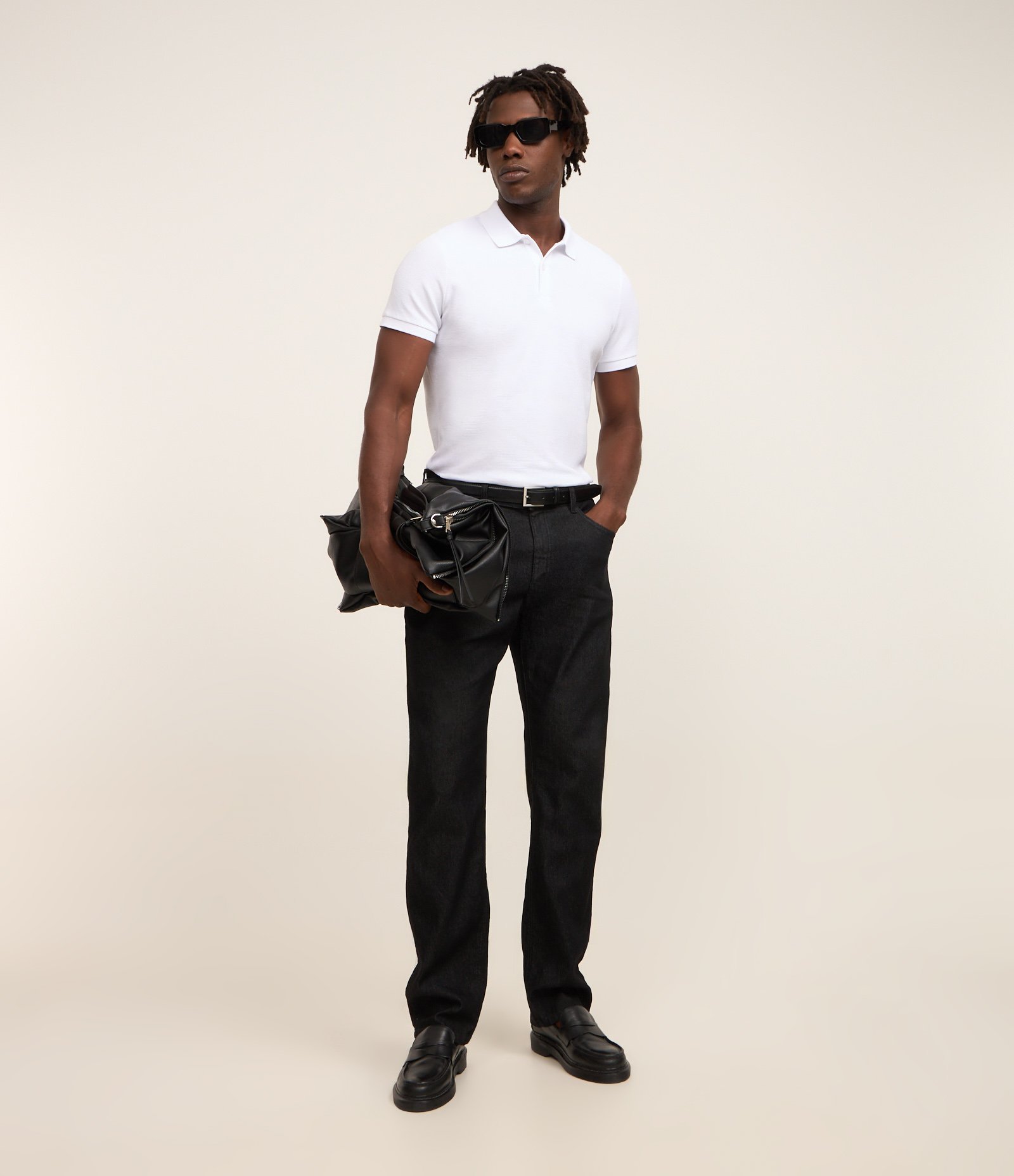 Camisa Polo Slim com Botões e Textura Canelada Branco 2