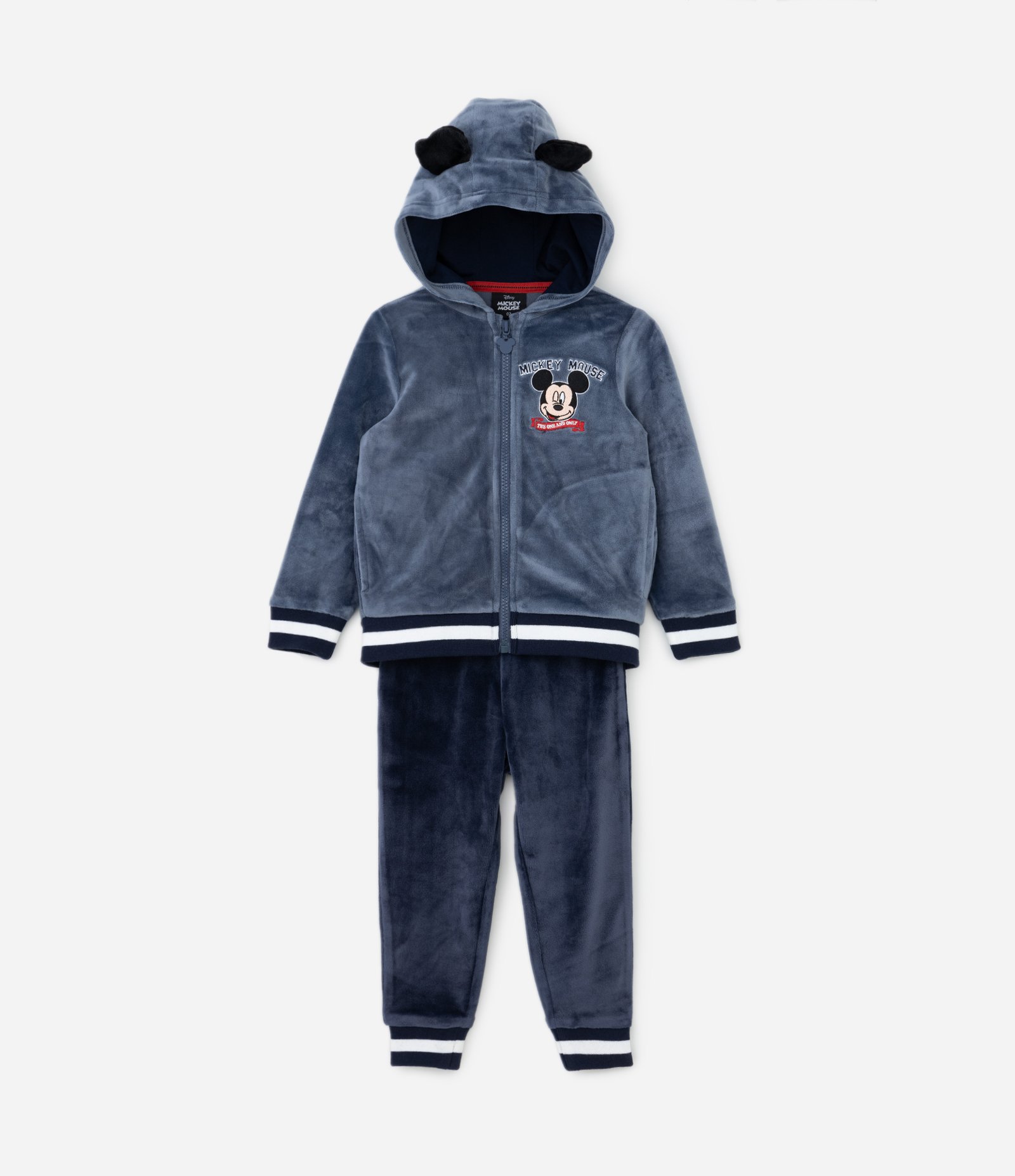 Conjunto Longo Infantil em Fleece com Bordado do Mickey - Tam 1 a 5 anos Azul 1