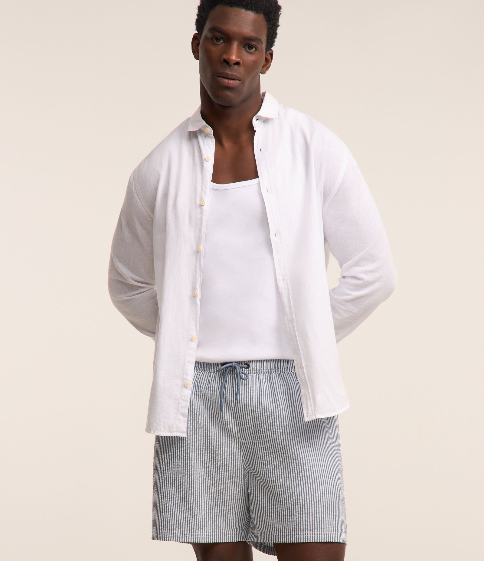 Bermuda de Praia Listrada em Microfibra com Textura Anarruga 3