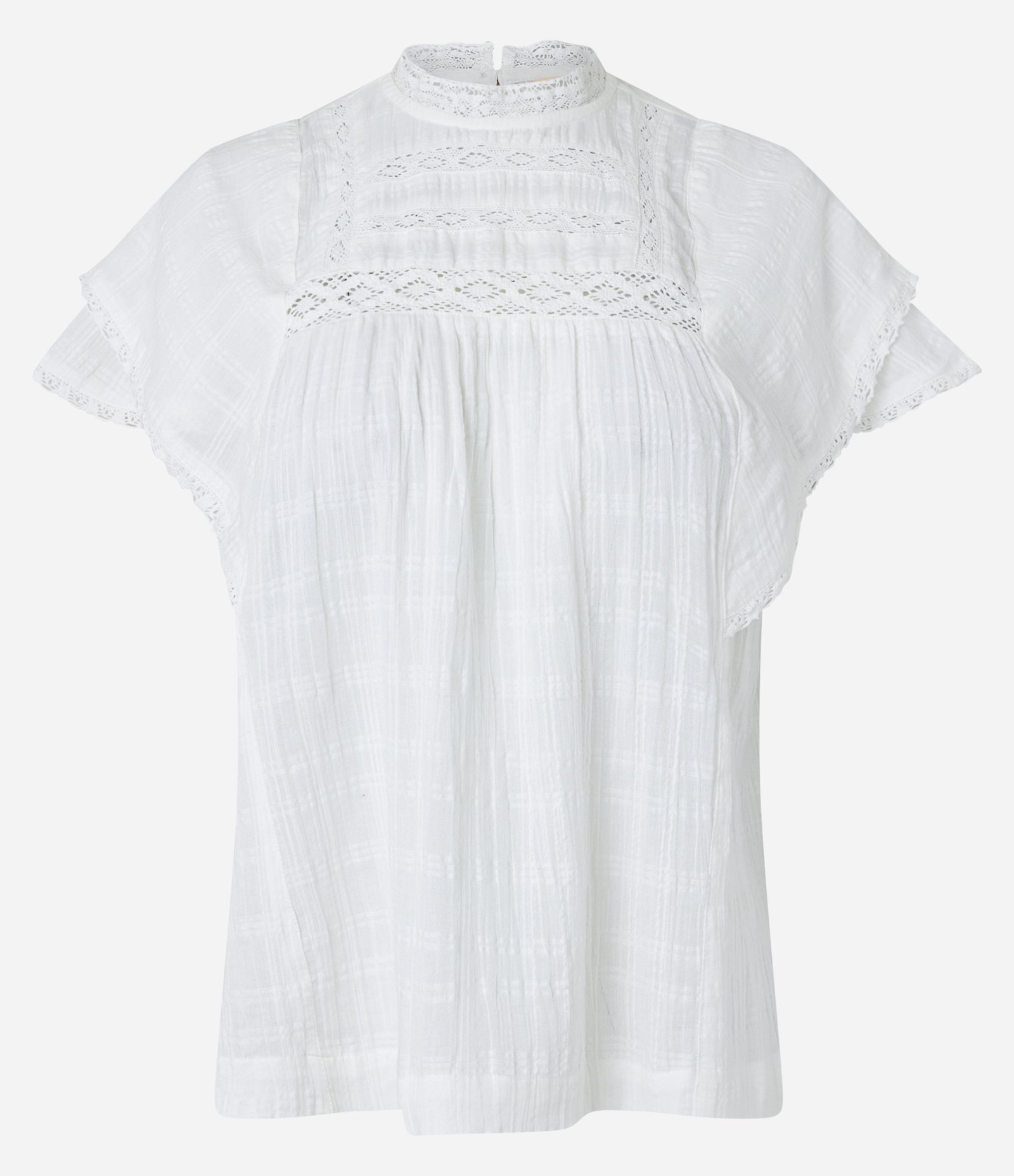 Blusa em Cambraia com Bordado e Detalhes Entremeios Branco Neve 7