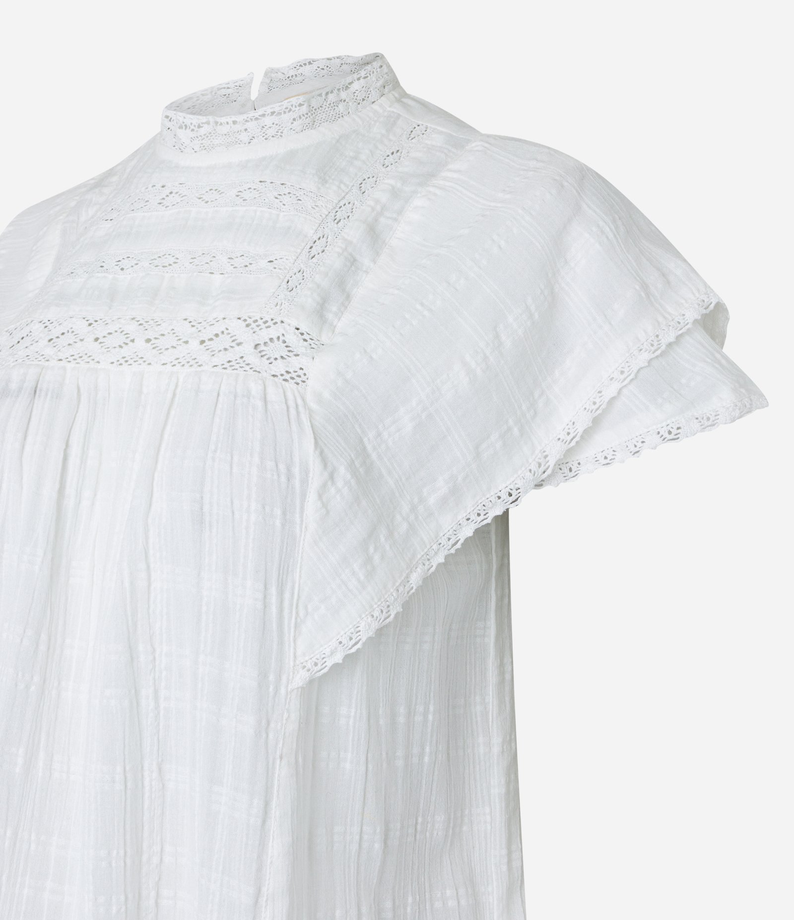 Blusa em Cambraia com Bordado e Detalhes Entremeios Branco Neve 8