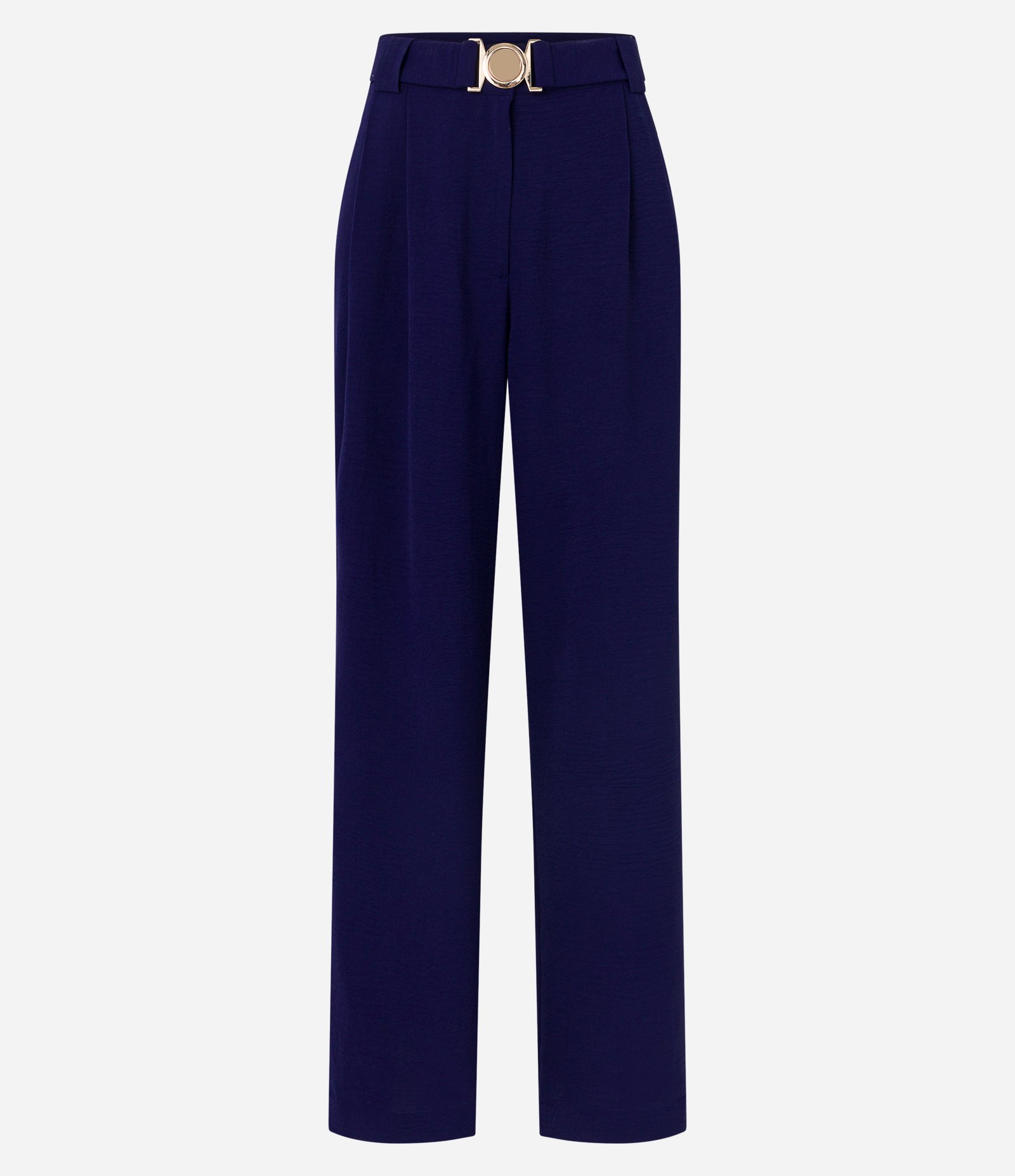 Calça Wide Leg com Cinto com Fivela de Metal Azul 4