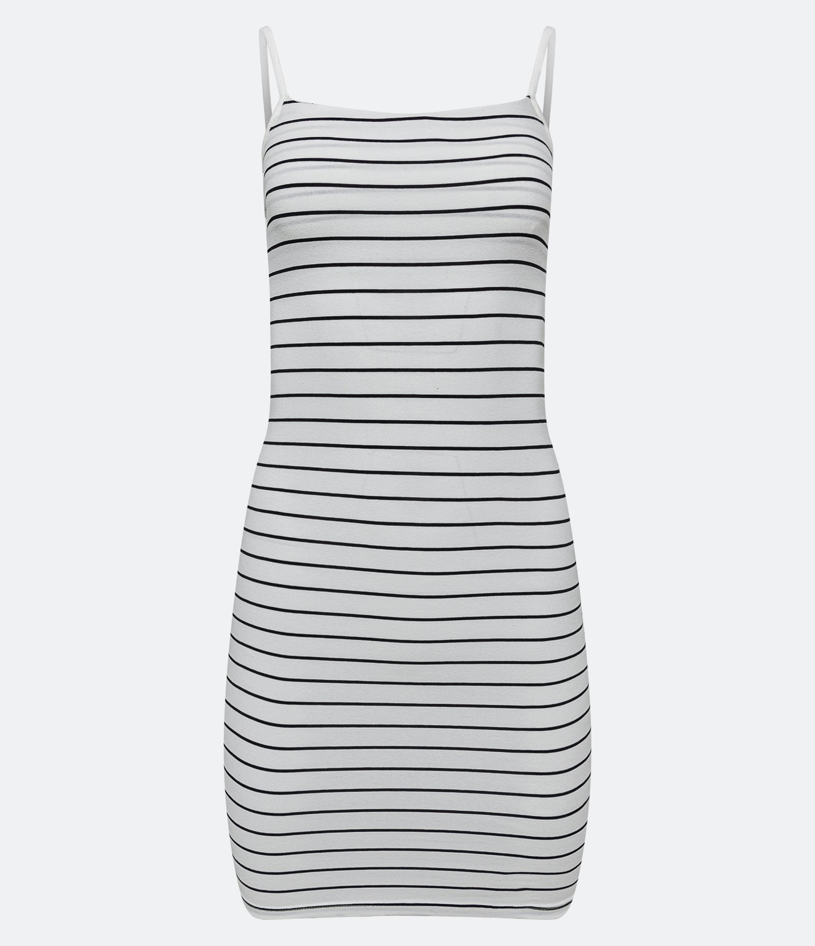 Vestido de Alcinha Curto em Algodão Listrado Branco 1