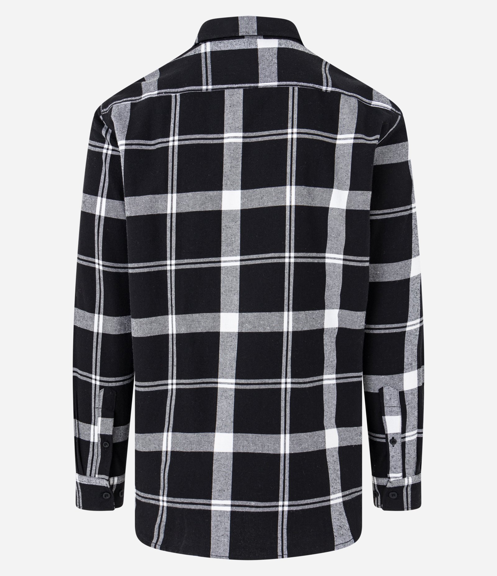 Camisa em Flanela Xadrez com Bolsos e Botões Frontais Preto 5