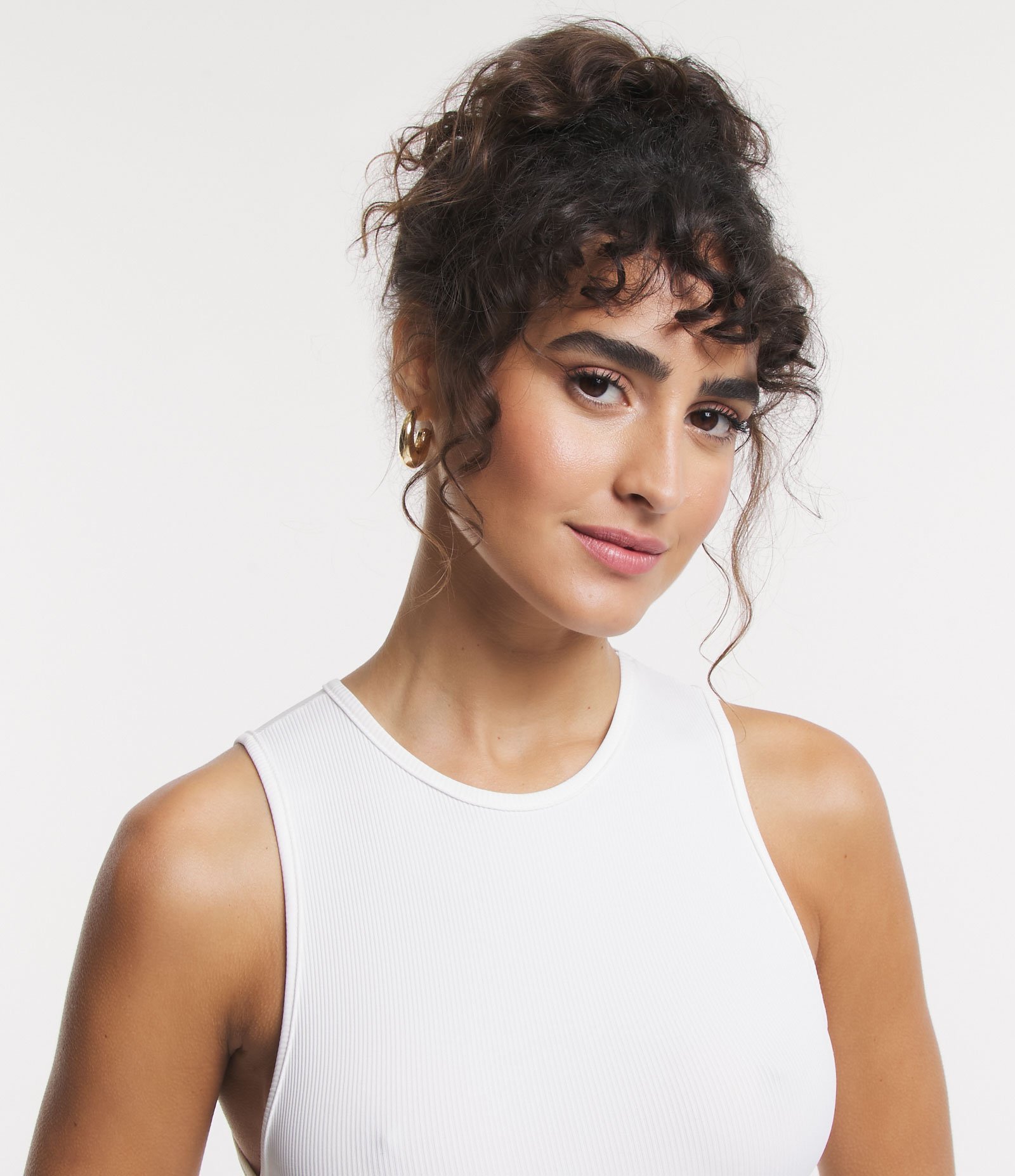 Body sem Manga em Ribana de Poliamida Branco 4