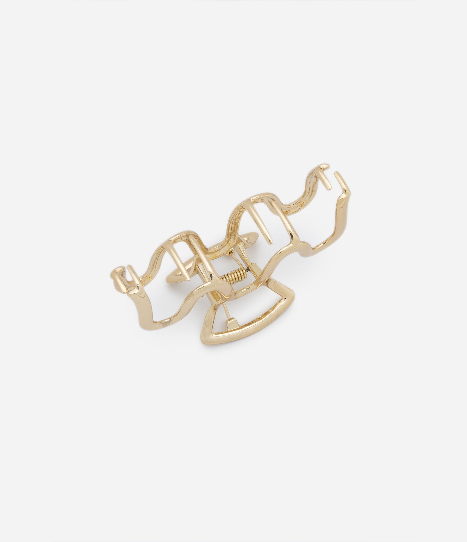 Piranha de Cabelo em Metal com Design Ondulado Dourado 3