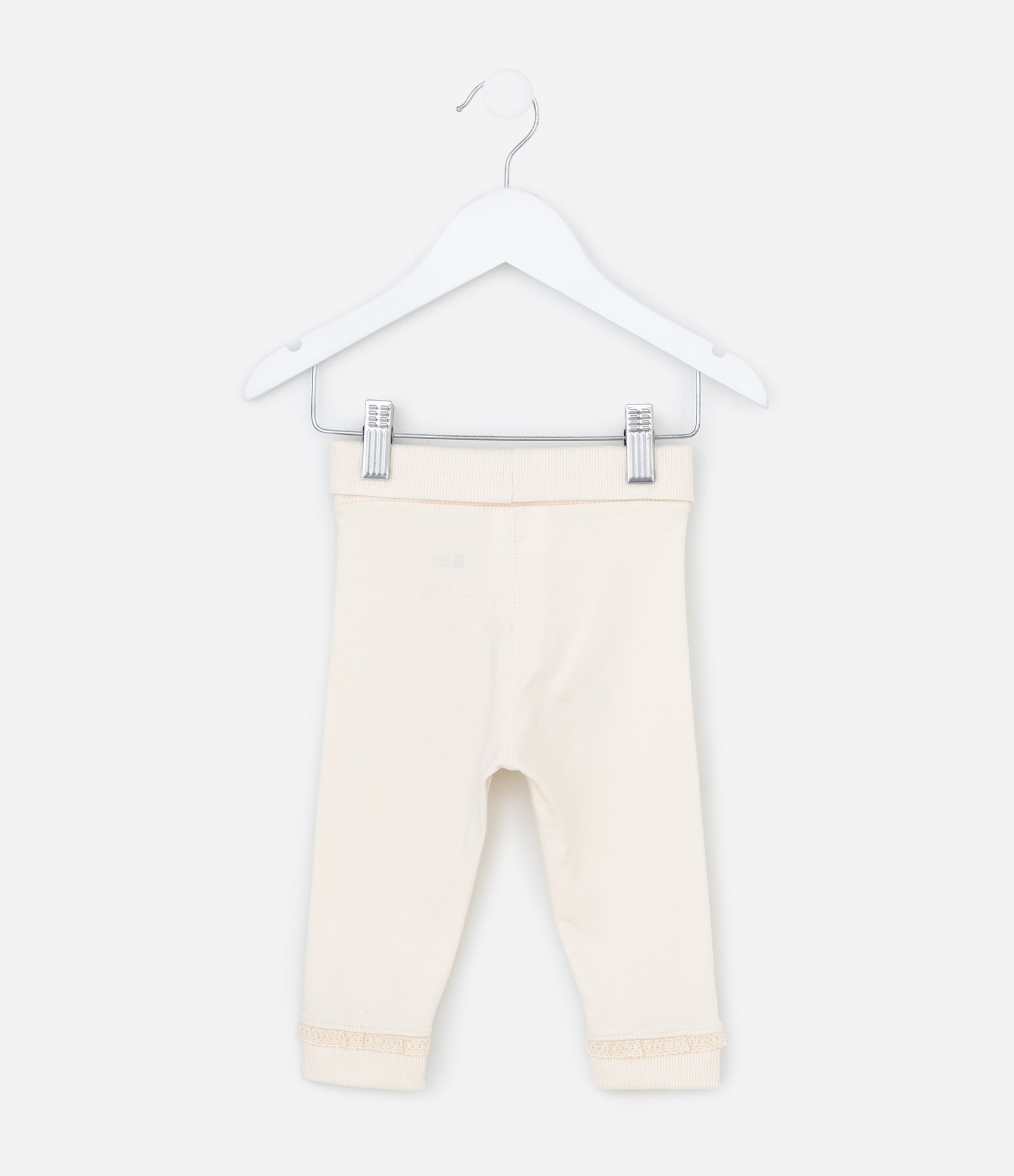 Calça Infantil com Cós Virado e Laço Aplicado - Tam RN a 18 Meses Off White 2