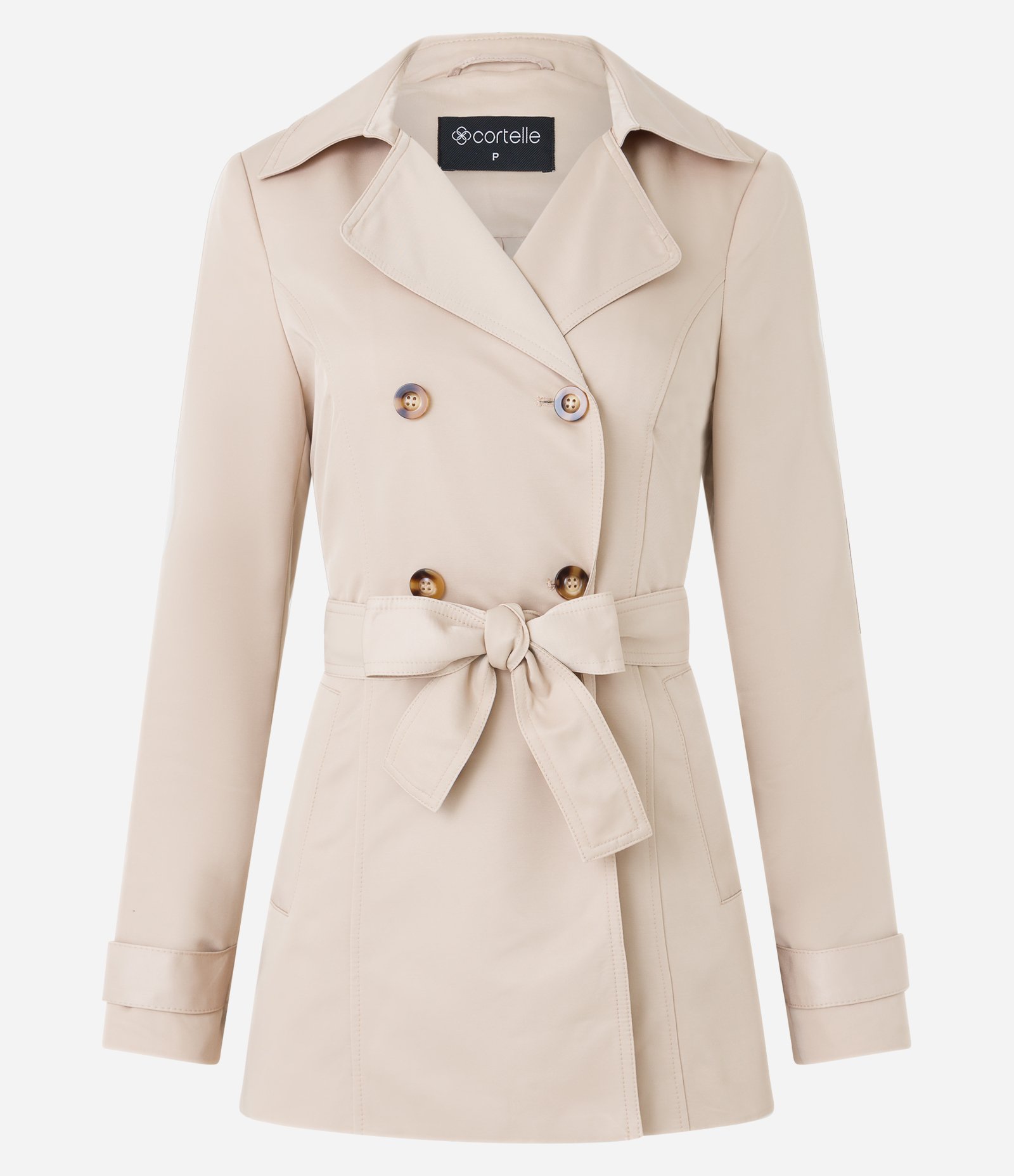 Casaco Trench Coat Alfaiatado com Detalhes Acetinados Bege 10