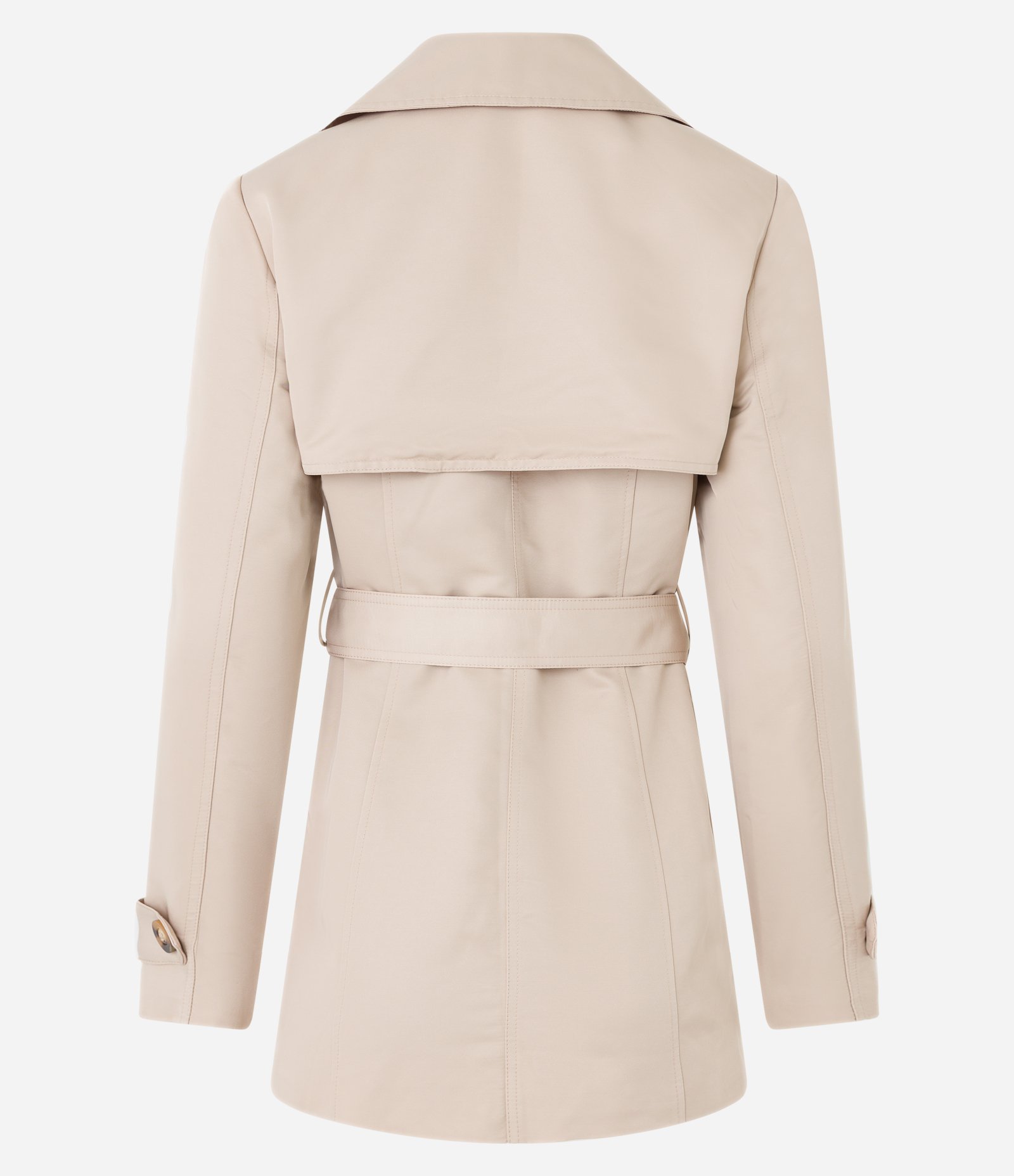 Casaco Trench Coat Alfaiatado com Detalhes Acetinados Bege 11