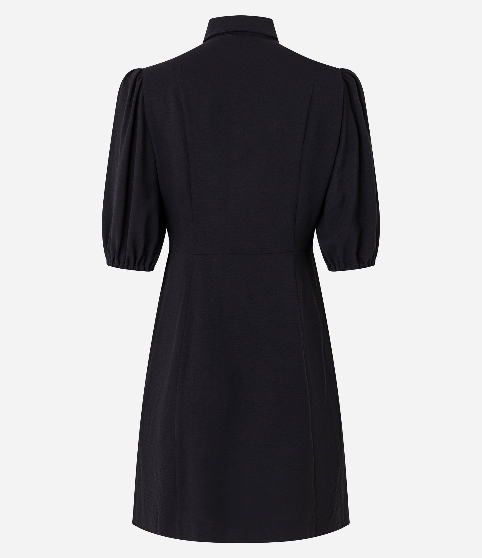 Vestido Curto com Manga Bufante com Botões Diferenciados Preto 2