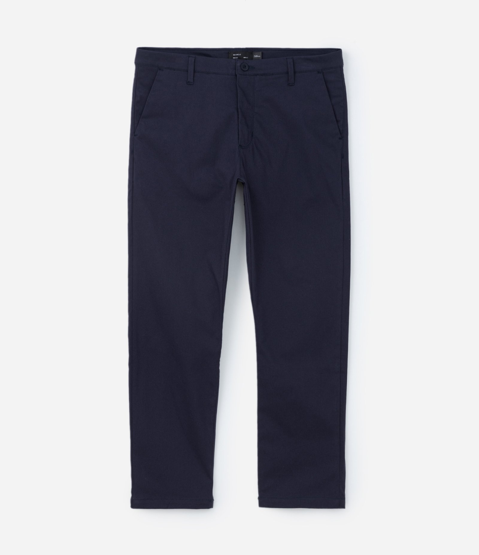 Calça Slim Sarjado Cropped Alfaiatada com Bolsos Azul Marinho 5