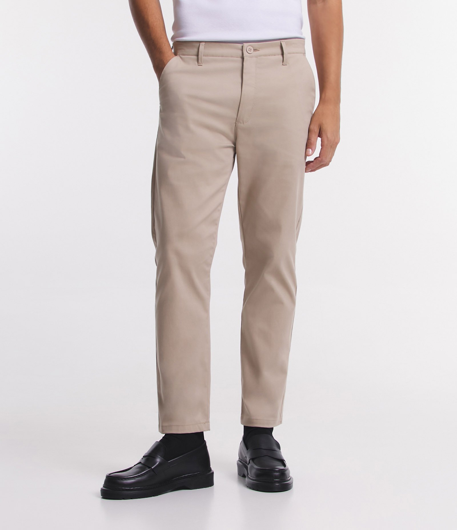 Calça Slim Sarjado Cropped Alfaiatada com Bolsos 2