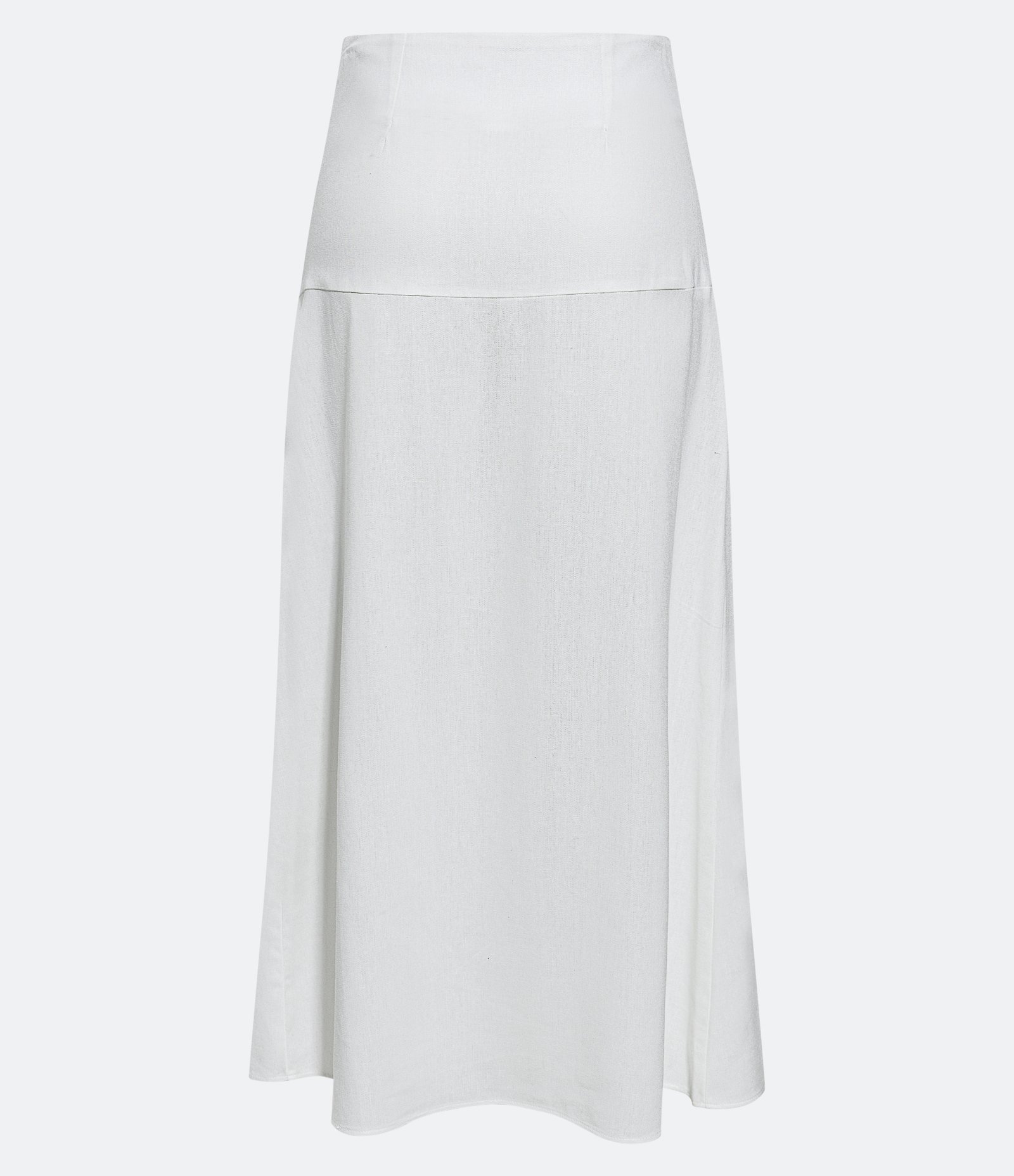 Saia Midi em Linho com Franzido com Amarração e Fenda Off White 6