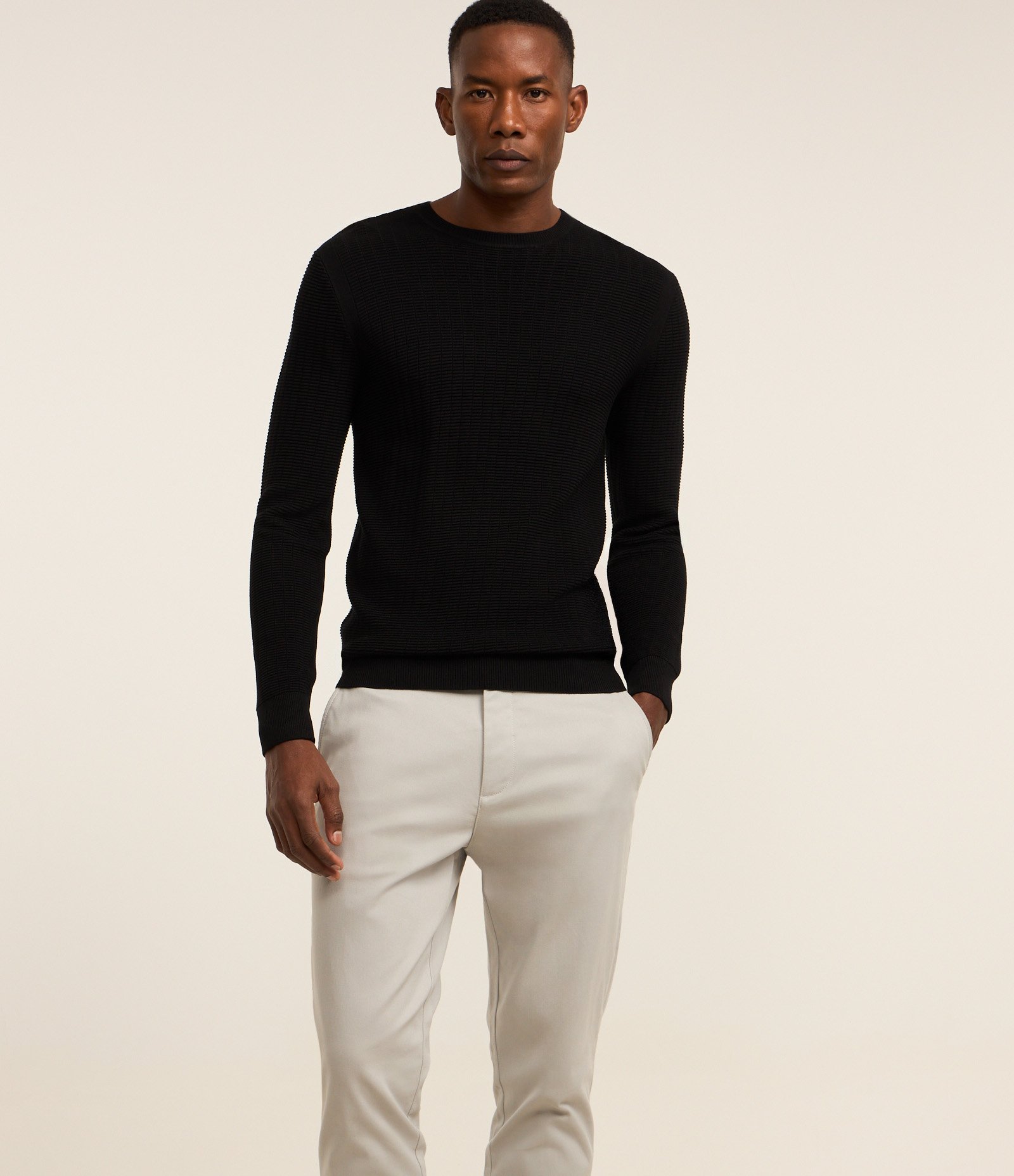 Calça Slim Alfaiatada em Sarja com Bolsos Cinza Claro 3