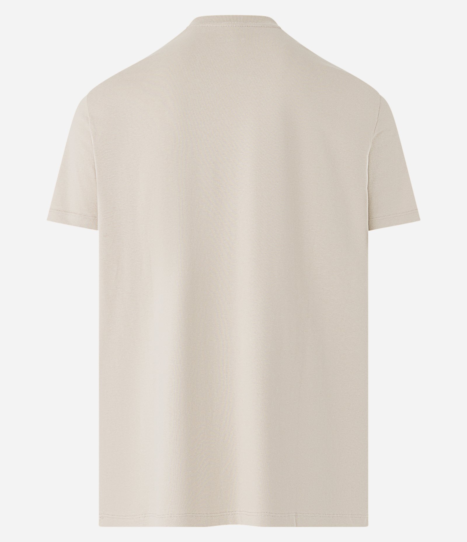 Camiseta Comfort Básica em Malhão com Etiqueta na Manga Bege Claro 2
