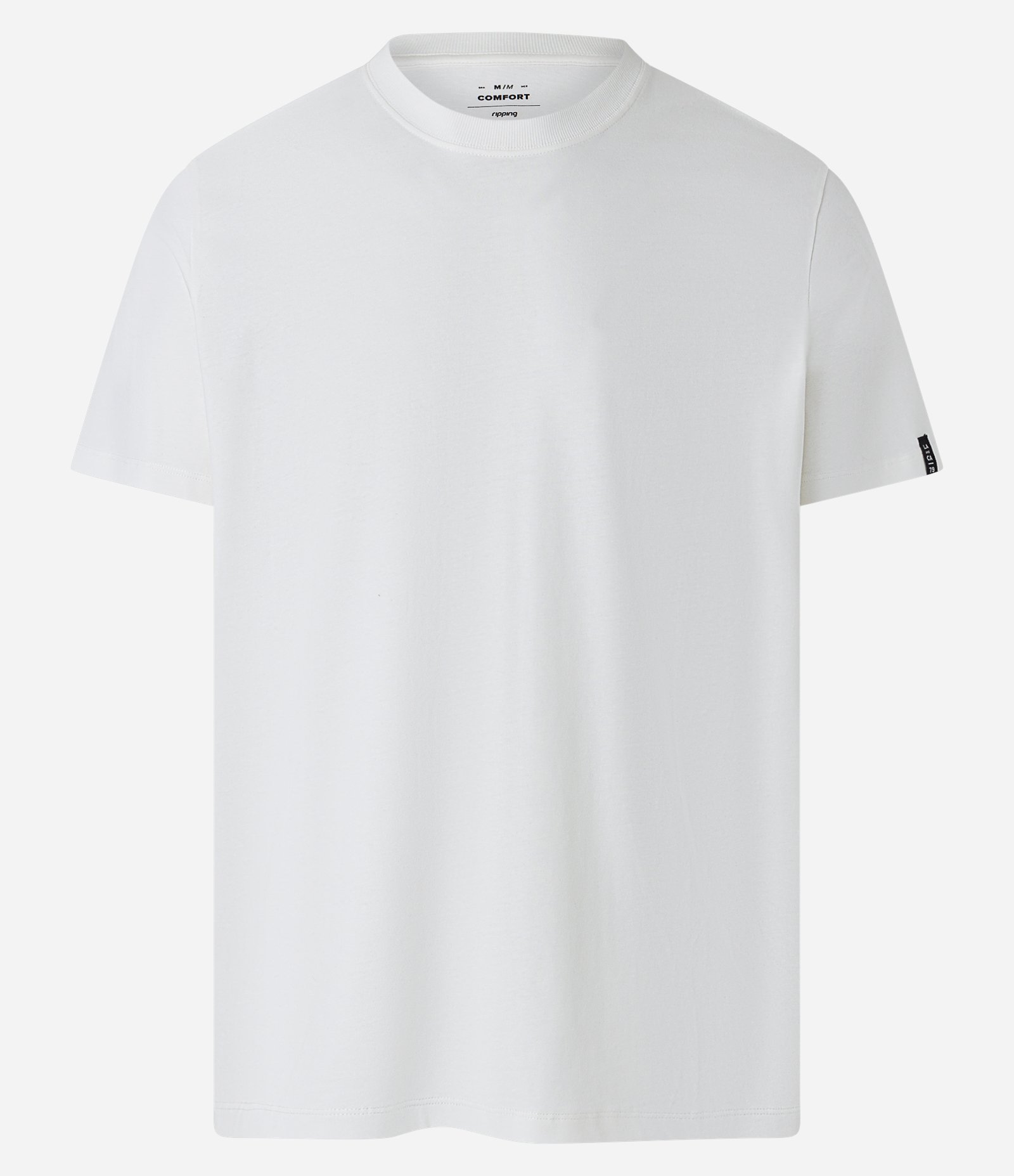 Camiseta Comfort Básica em Malhão com Etiqueta na Manga Branco 6