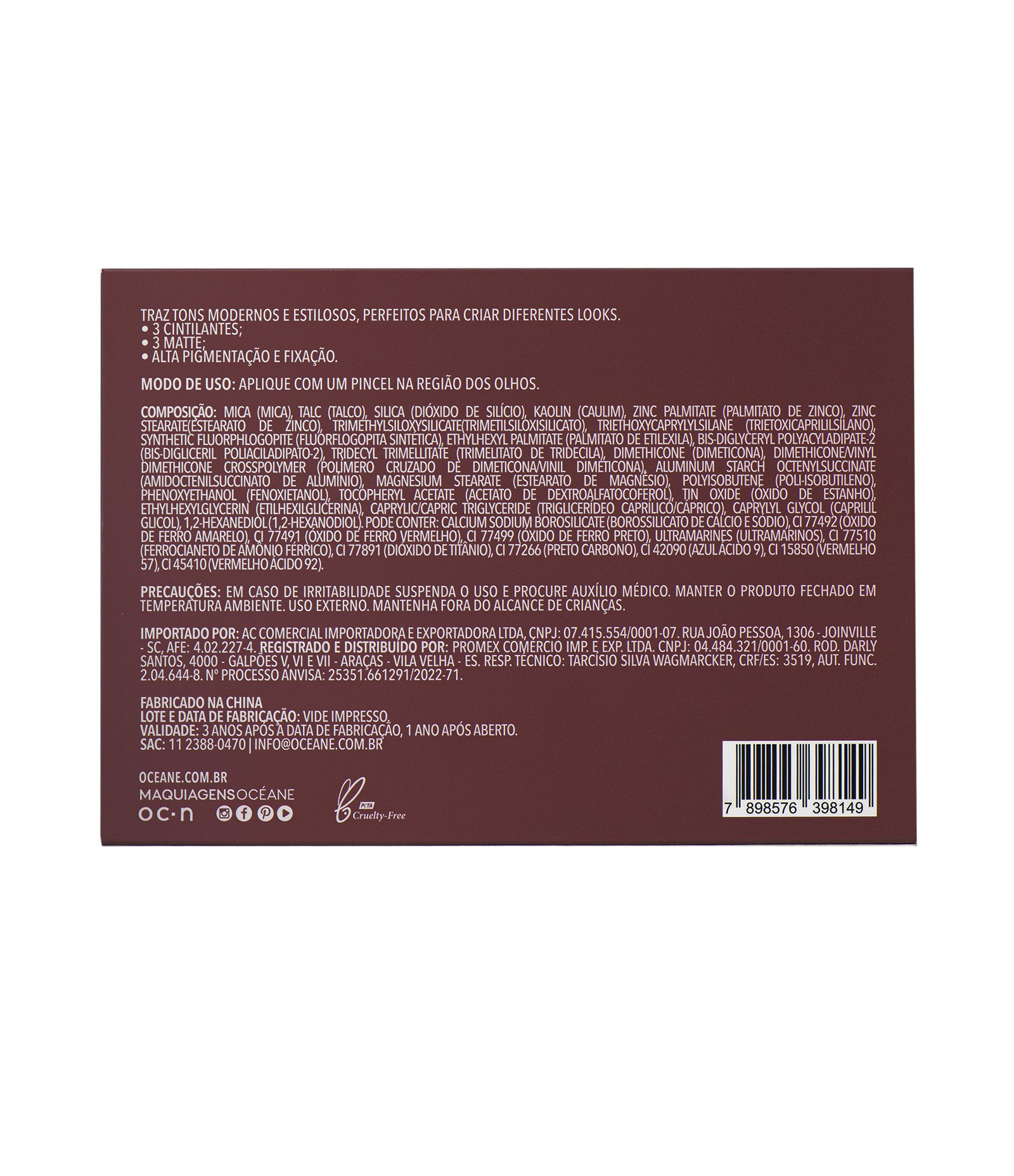 Paleta de Sombras Palette Edition com 6 cores Oceane Glorious 5