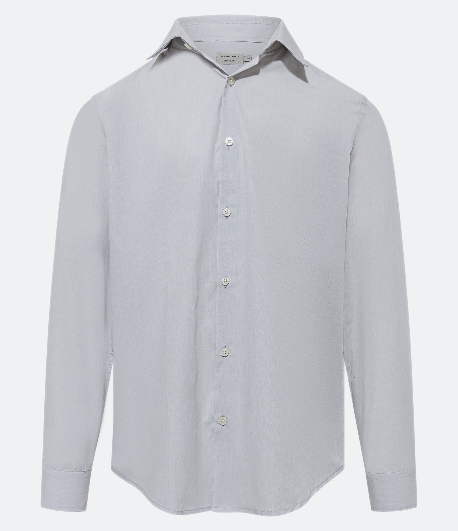 Camisa Regular Básica em Algodão com Fil a Fil Cinza Claro 6