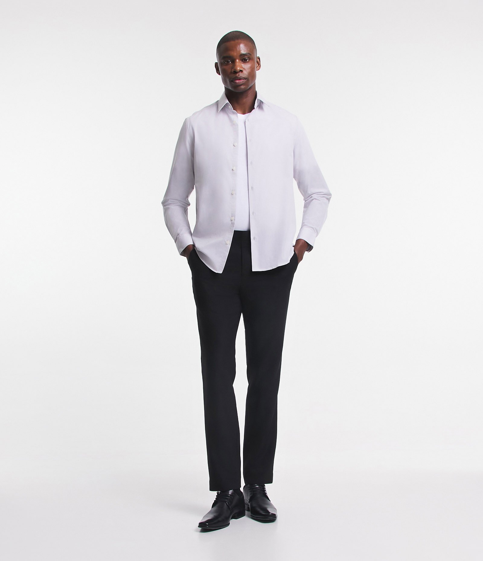 Camisa Regular Básica em Algodão com Fil a Fil Cinza Claro 2