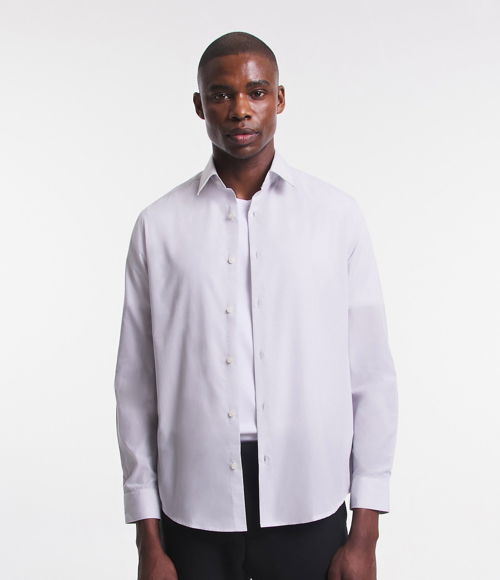 Camisa Regular Básica em Algodão com Fil a Fil Cinza Claro 4