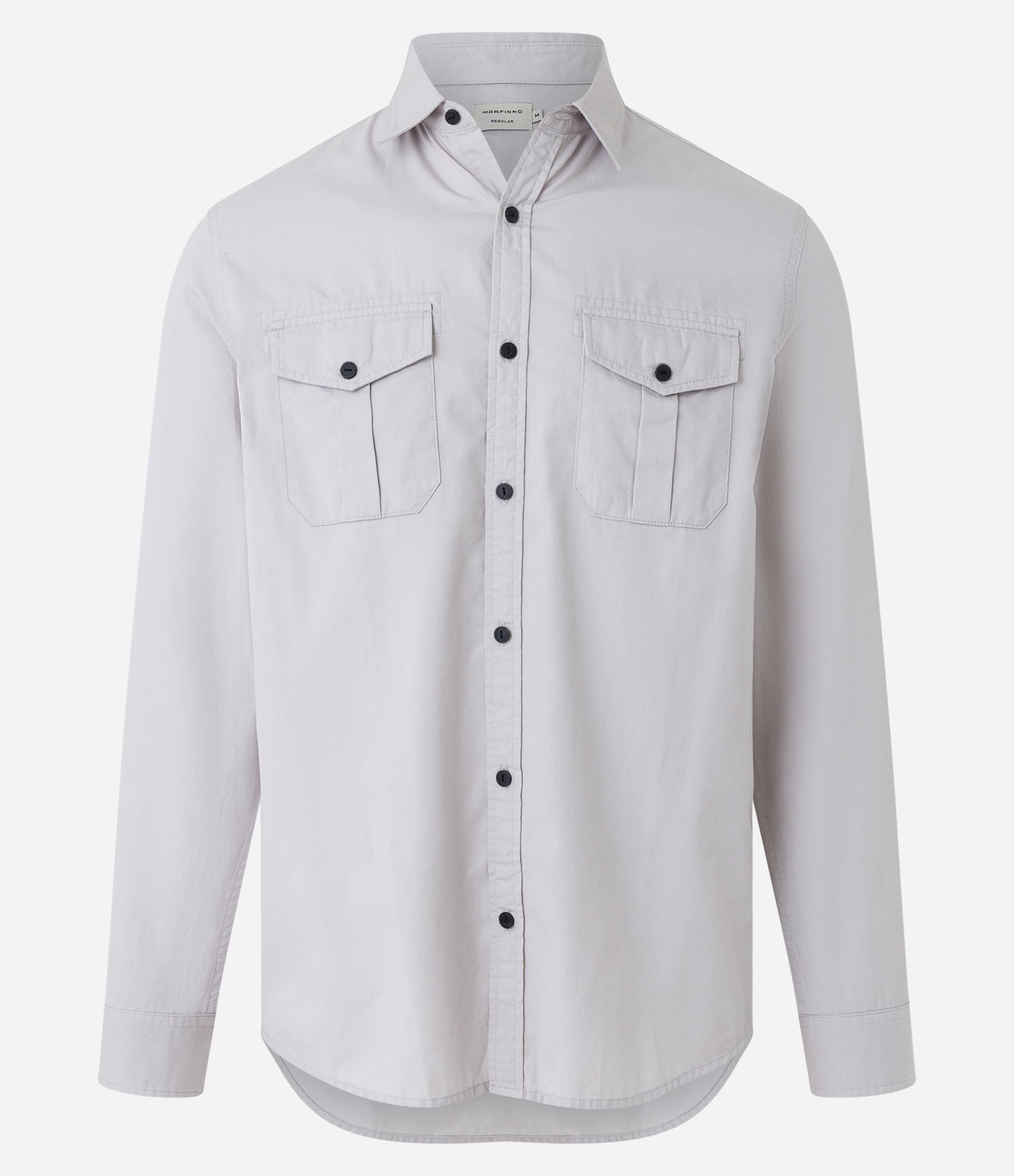 Camisa Comfort em Algodão com Bolsos Frontais Cinza 6