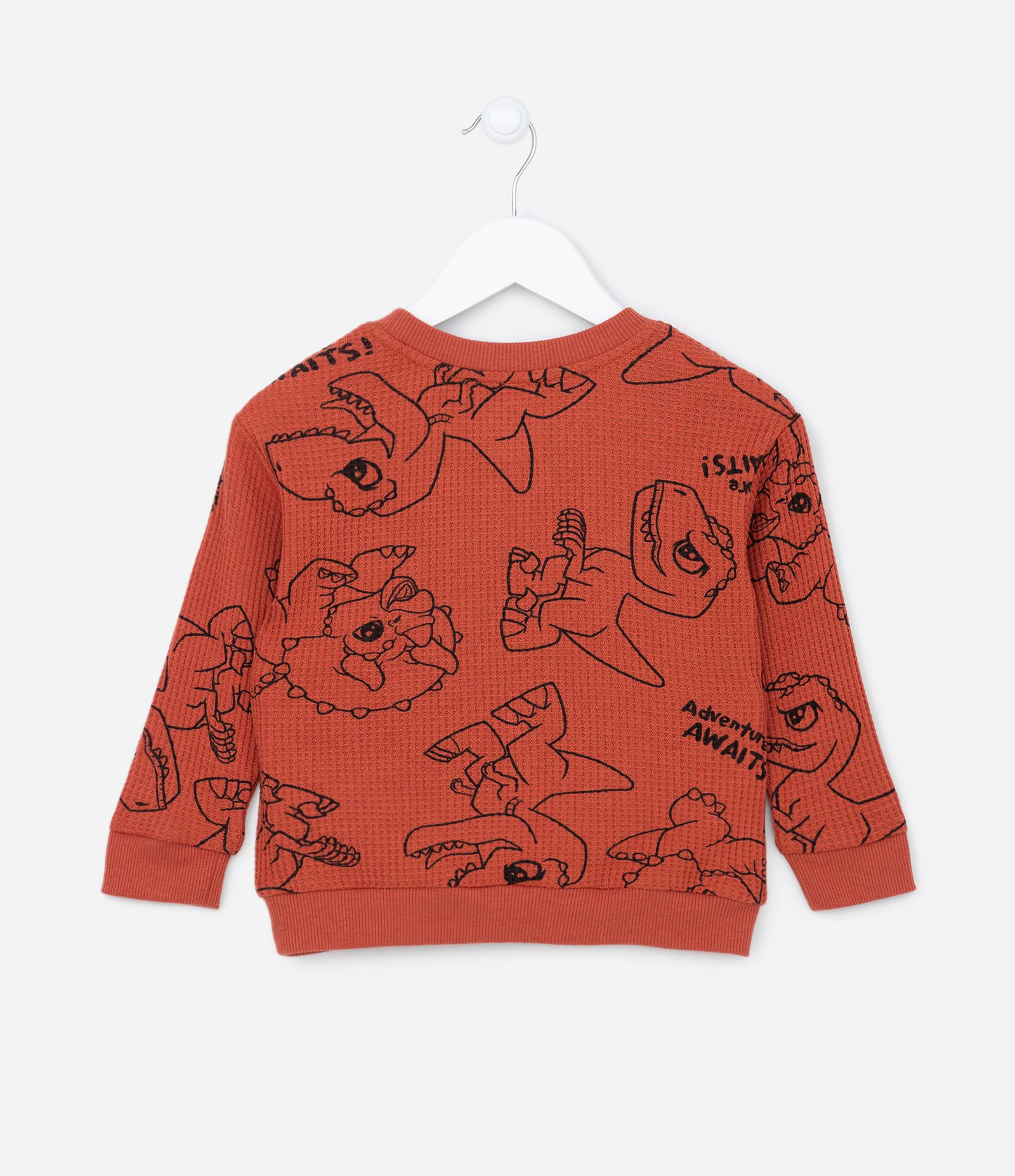 Camiseta Infantil em Malha Waffle Texturizada Estampa Jurassic Baby - Tam 2 a 5 anos Laranja 2