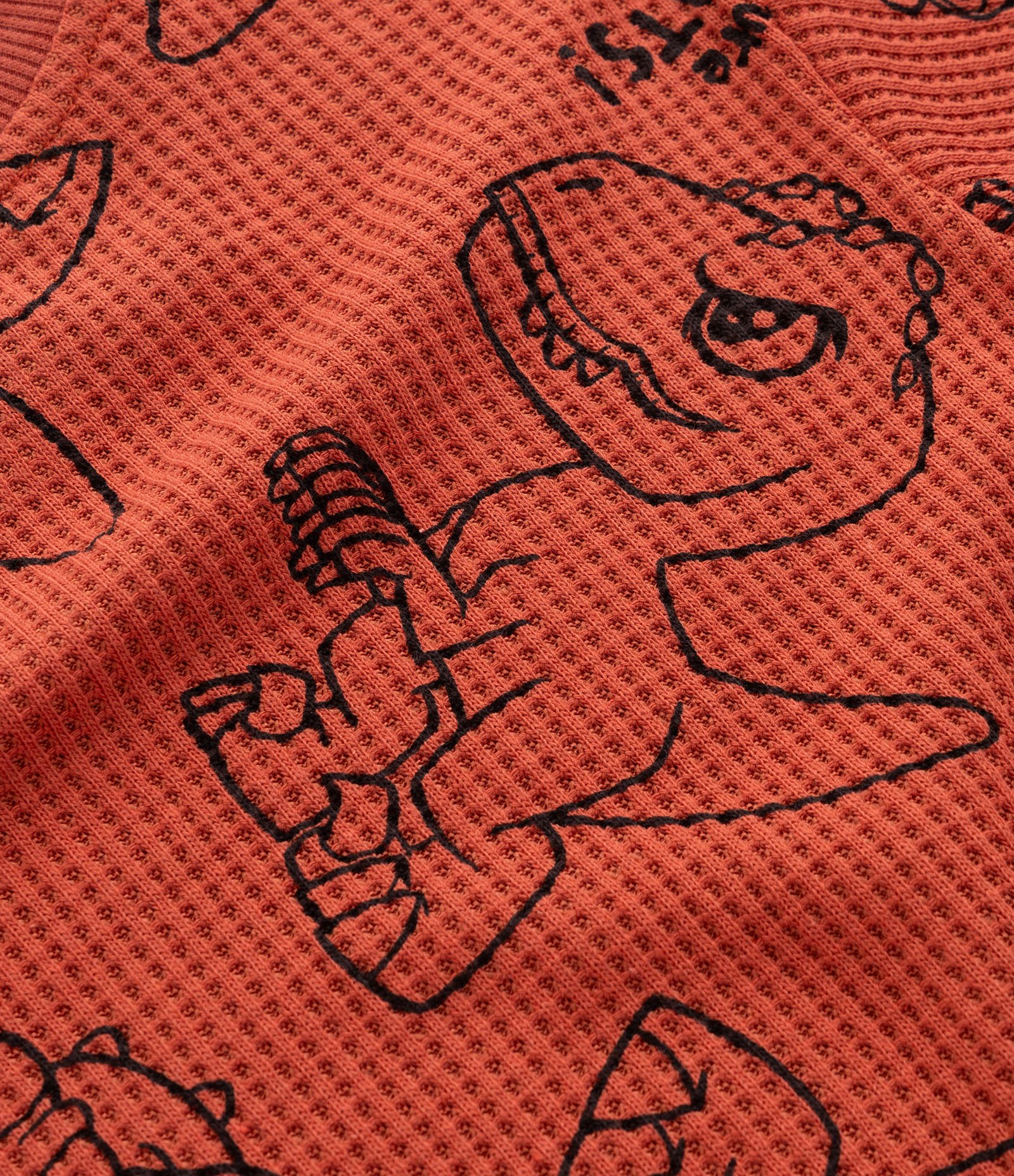 Camiseta Infantil em Malha Waffle Texturizada Estampa Jurassic Baby - Tam 2 a 5 anos Laranja 3