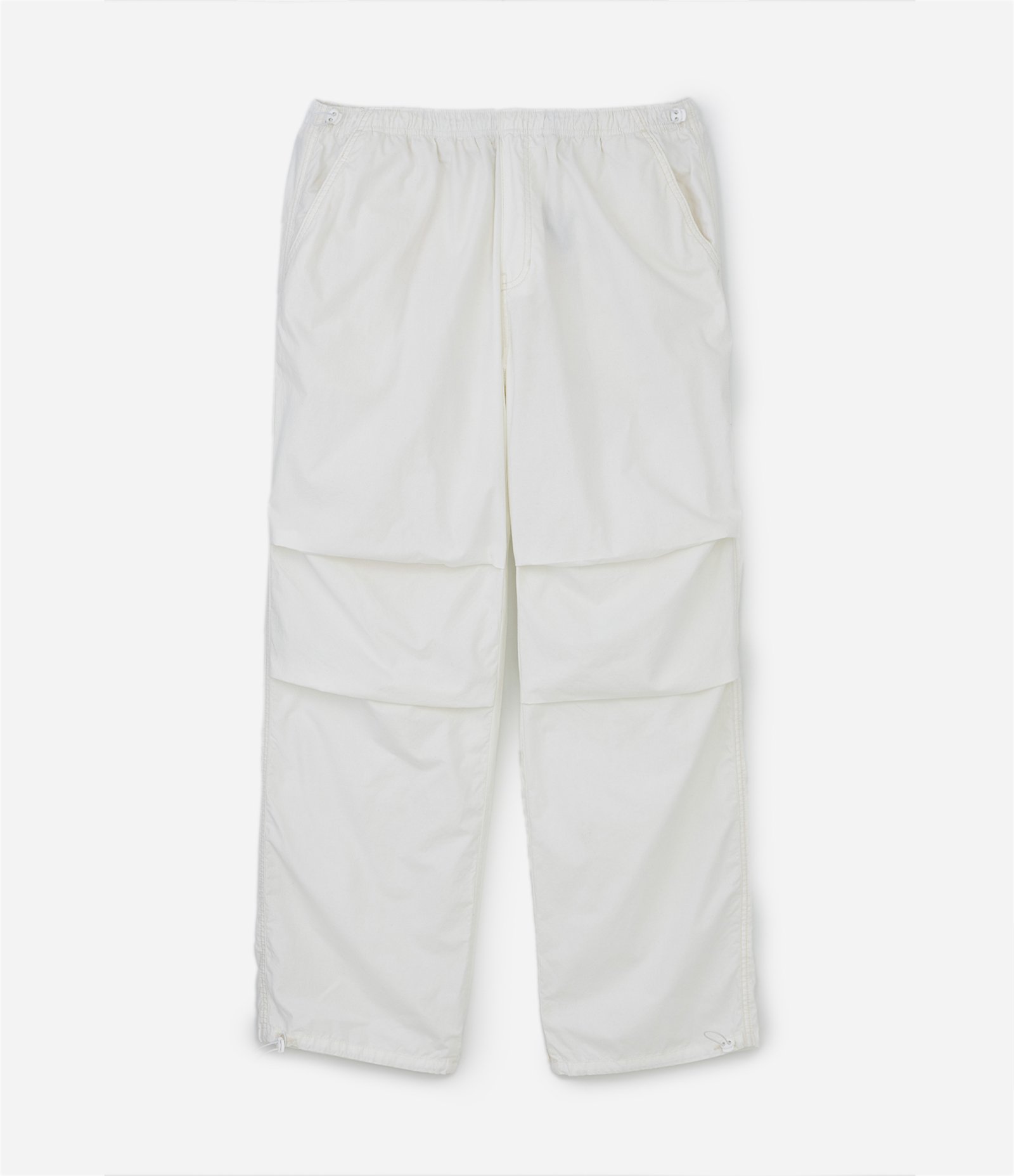 Calça Parachute em Sarja com Regulador no Cós e Recortes Bege 1