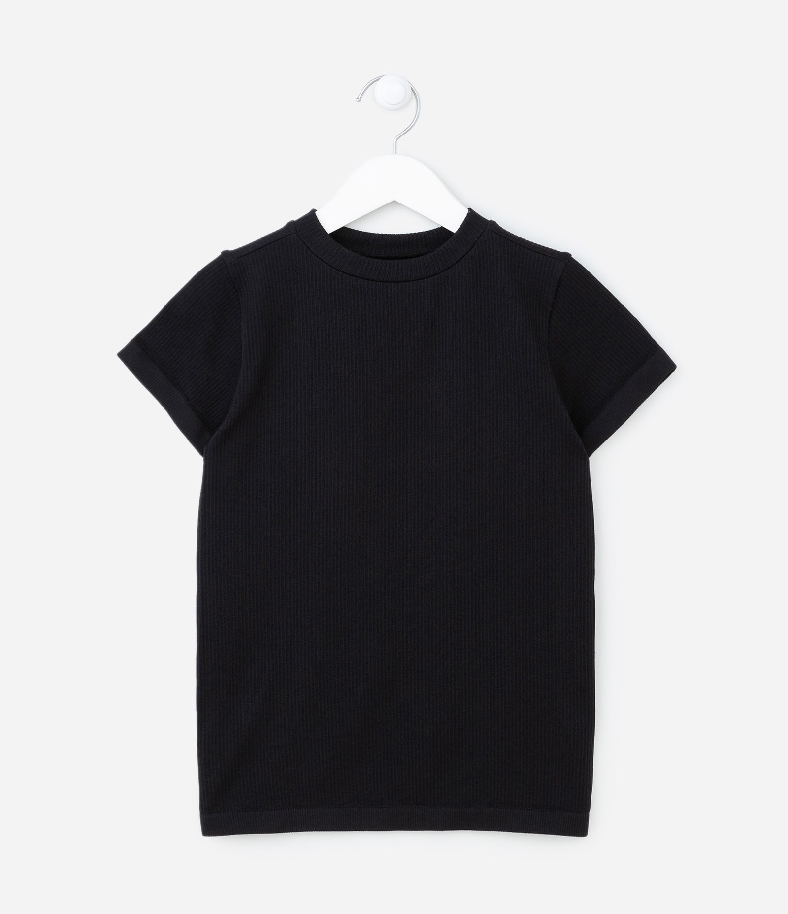 Blusa Manga Curta Infantil Canelada - Tam 5 a 14 anos Preto 1