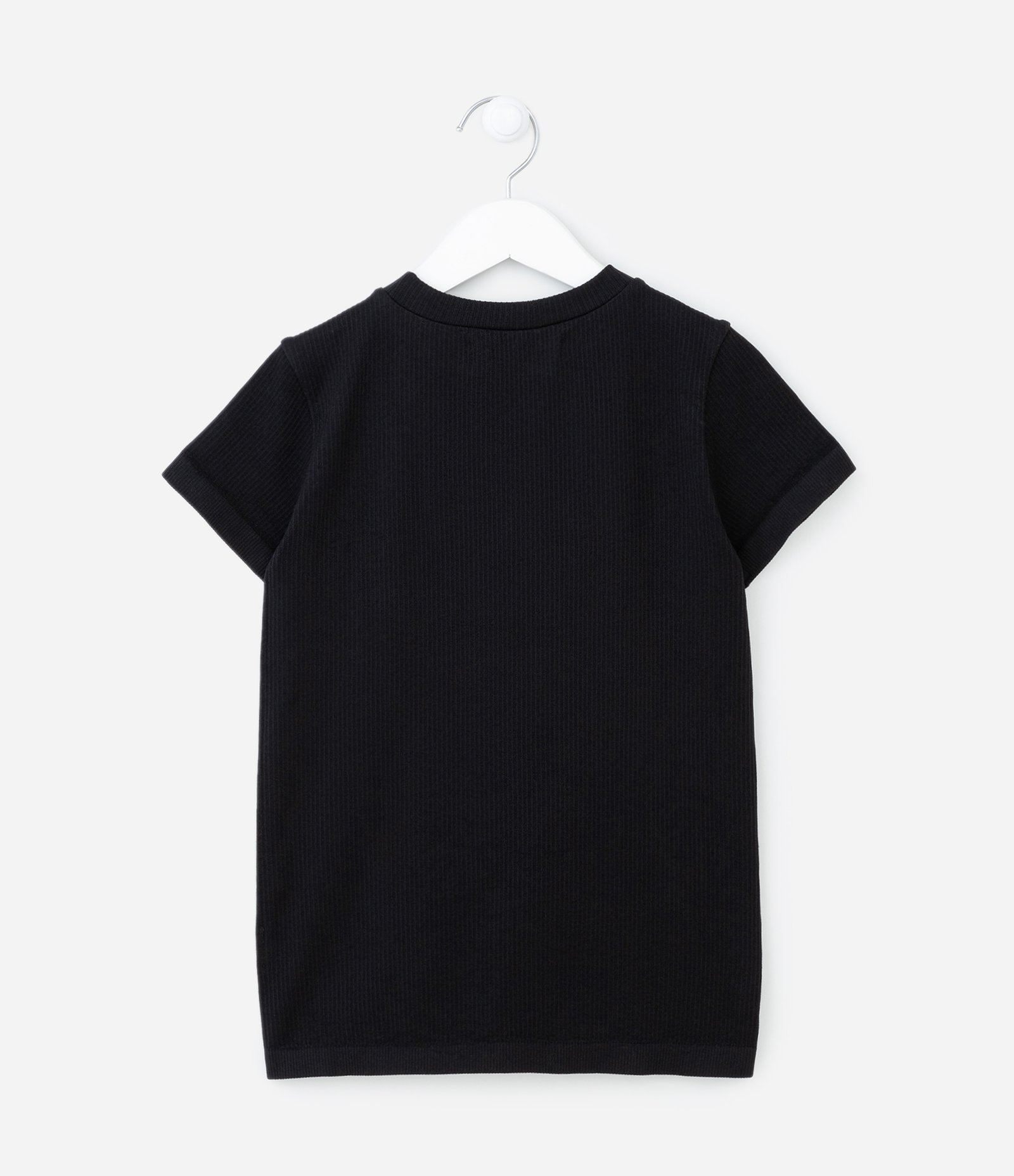 Blusa Manga Curta Infantil Canelada - Tam 5 a 14 anos Preto 2