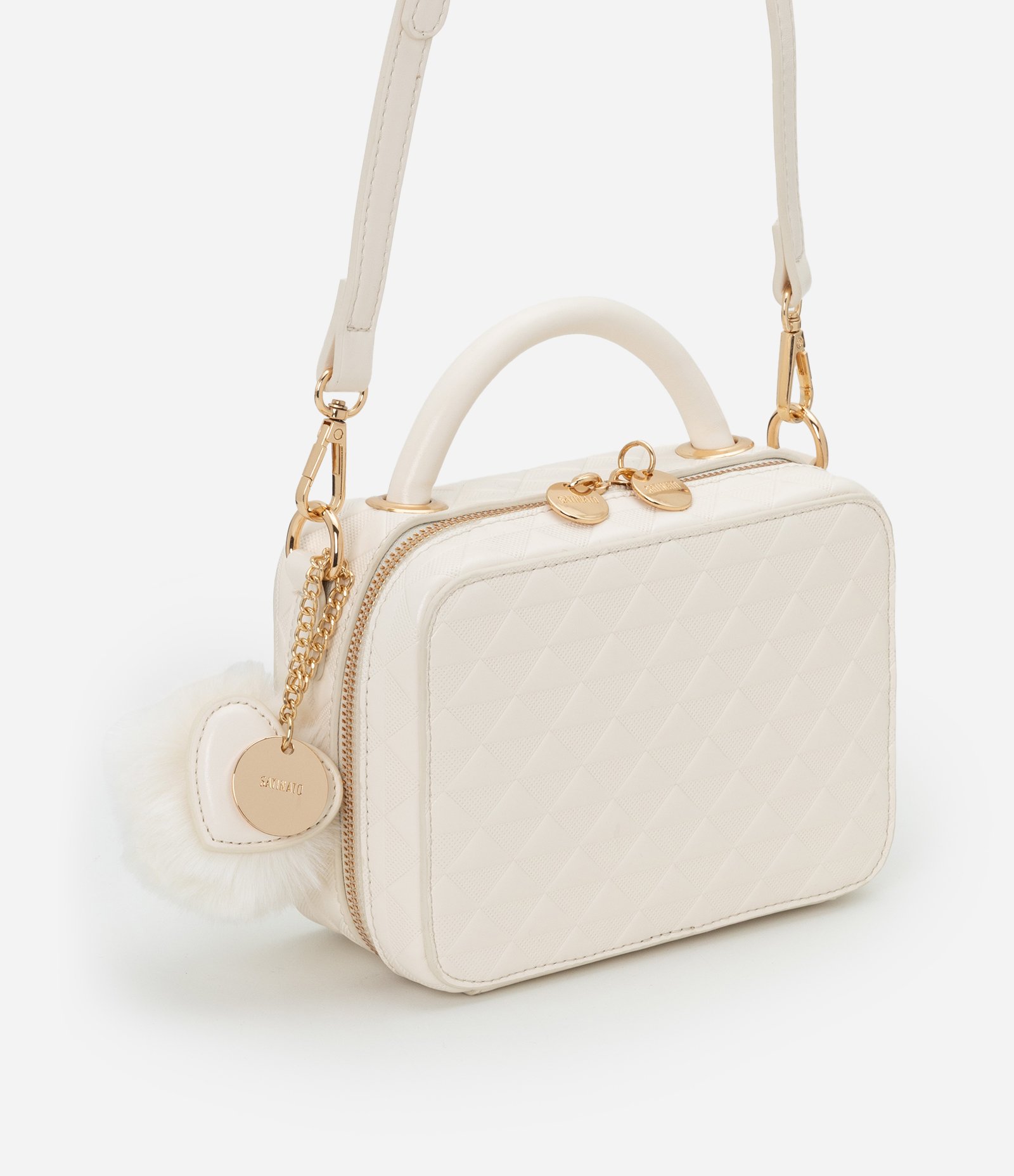 Bolsa Transversal Camera Bag com Textura Matelassê Off White 1