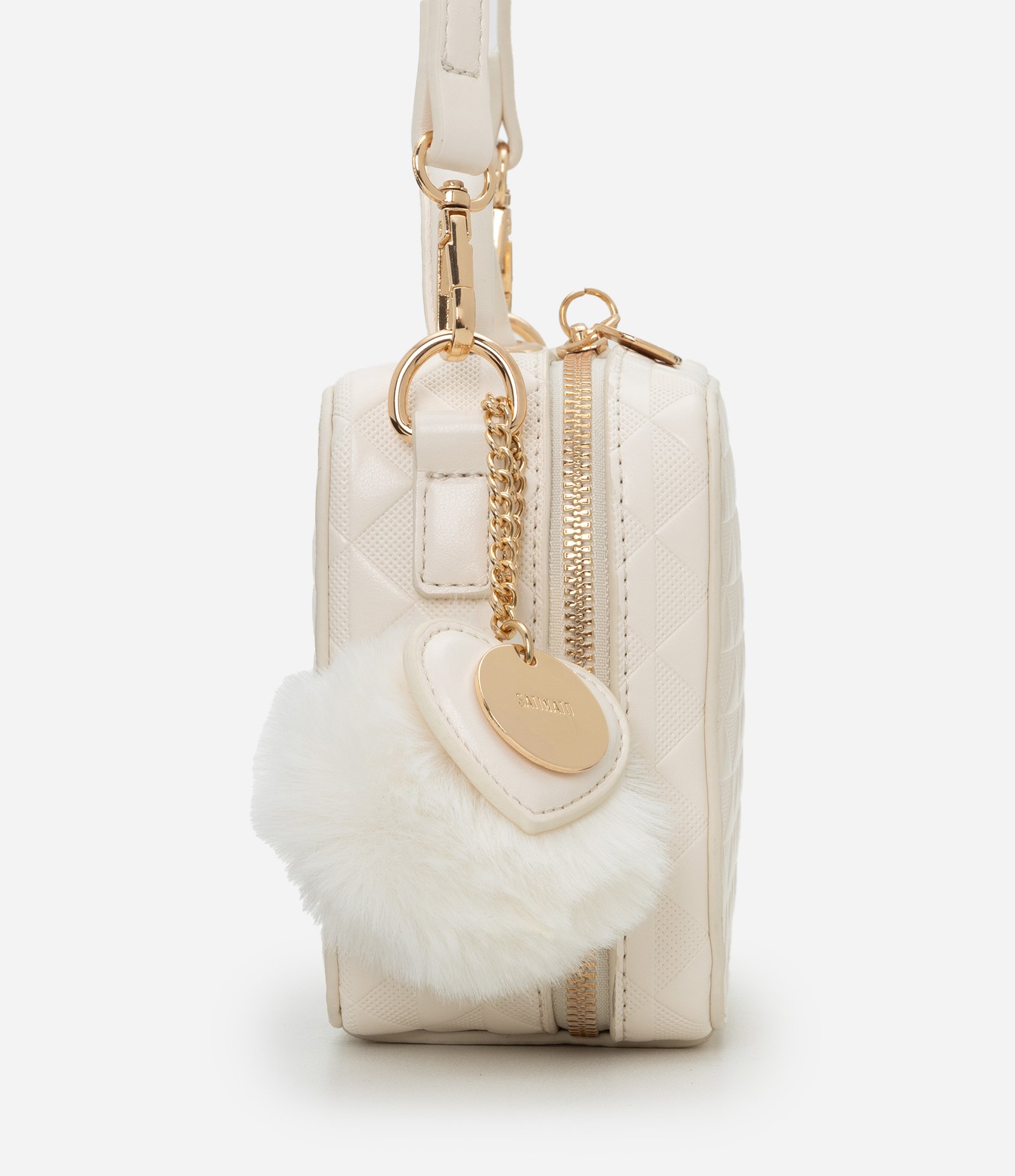 Bolsa Transversal Camera Bag com Textura Matelassê Off White 2