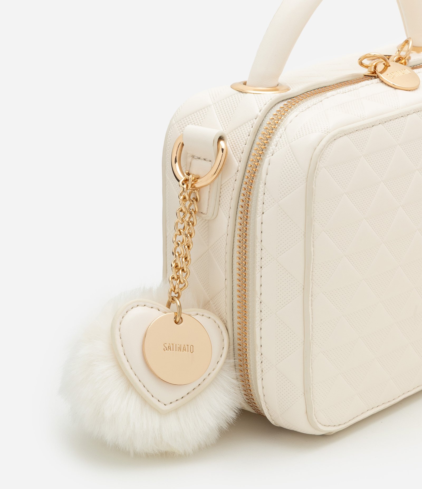 Bolsa Transversal Camera Bag com Textura Matelassê Off White 5