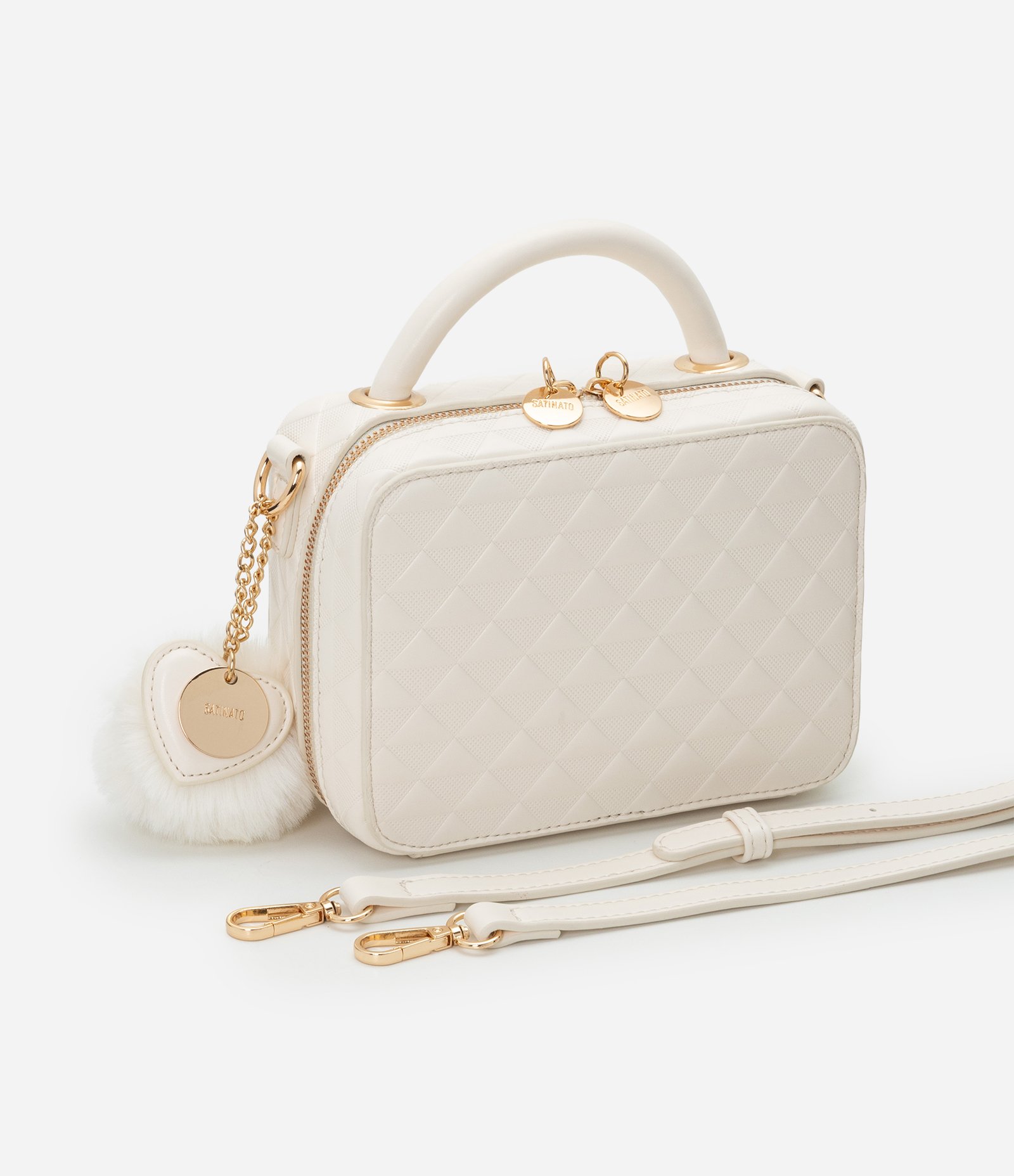 Bolsa Transversal Camera Bag com Textura Matelassê Off White 6