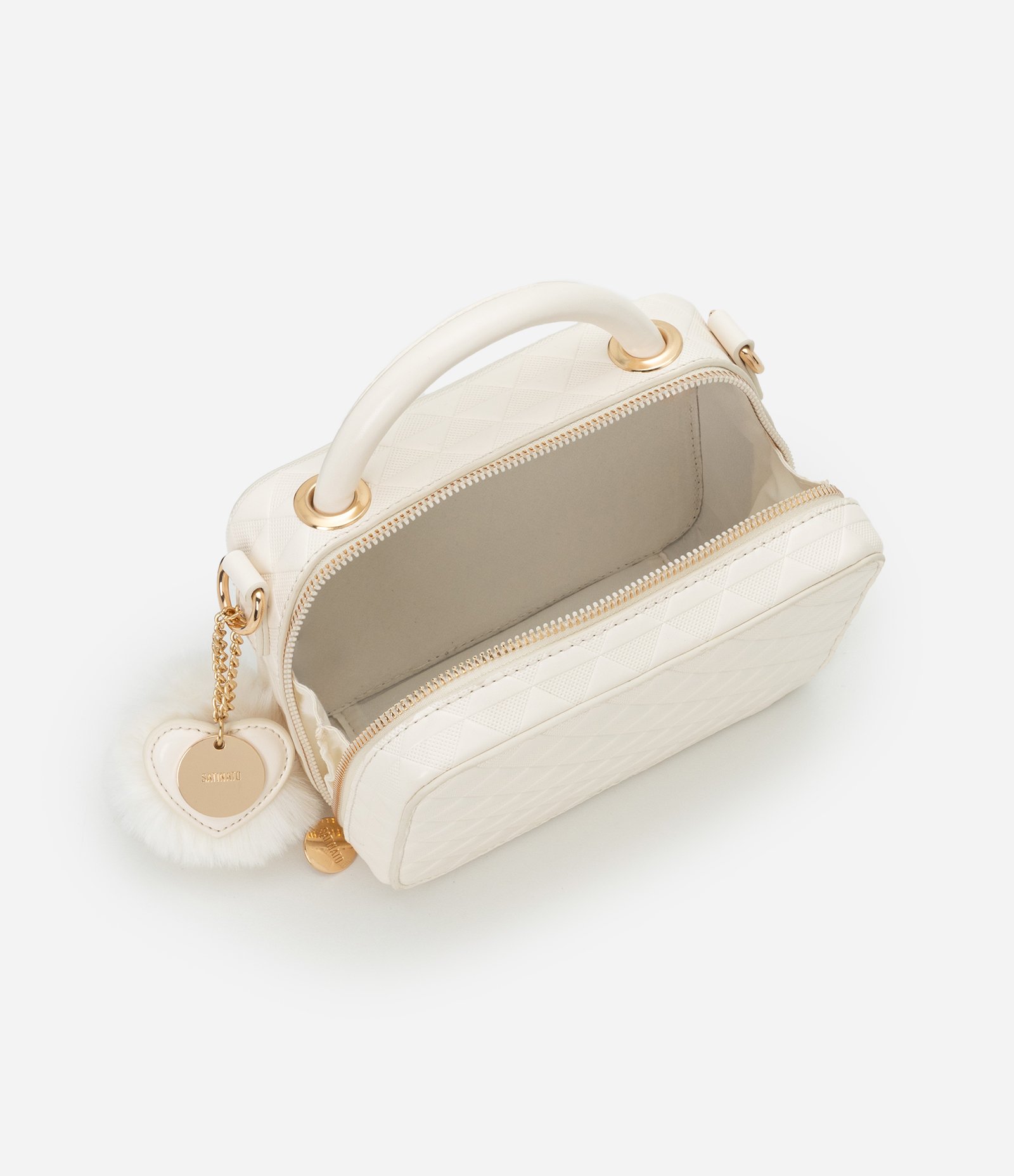 Bolsa Transversal Camera Bag com Textura Matelassê Off White 7