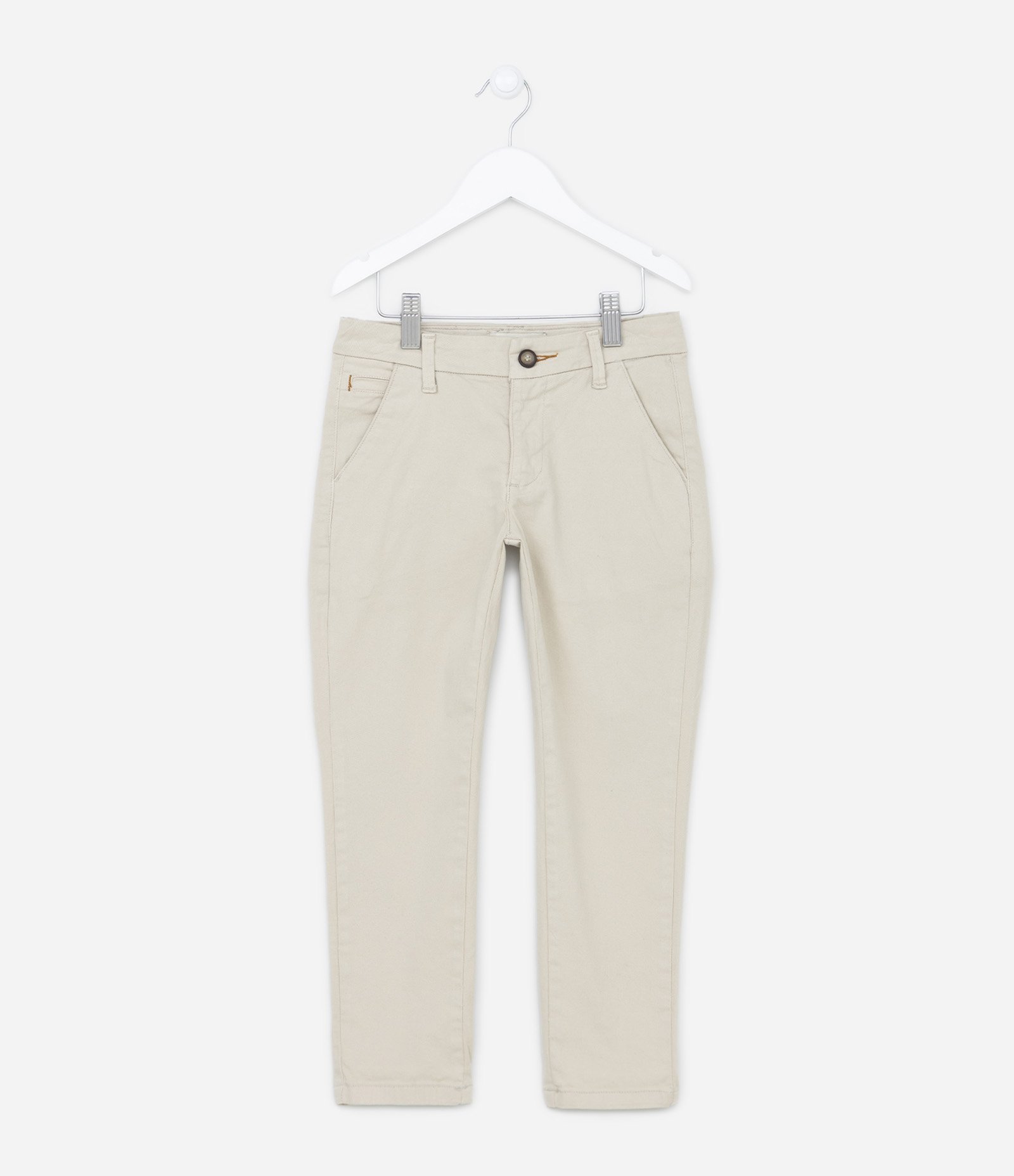 Calça Slim Infantil com Bolsos - Tam 5 a 14 anos Bege 1