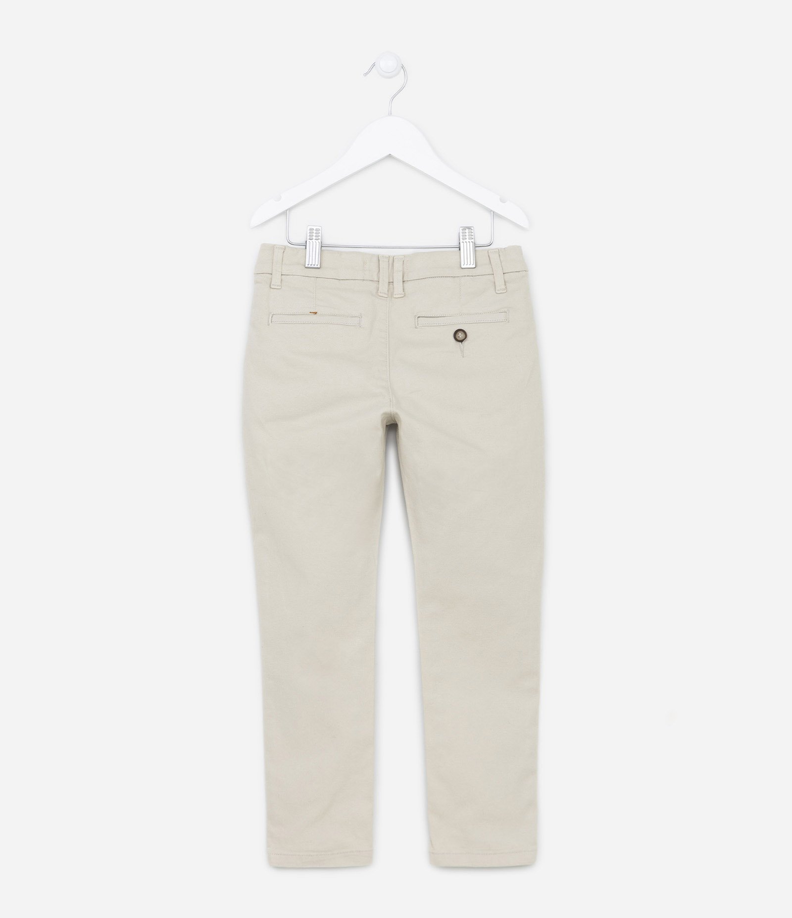 Calça Slim Infantil com Bolsos - Tam 5 a 14 anos Bege 2