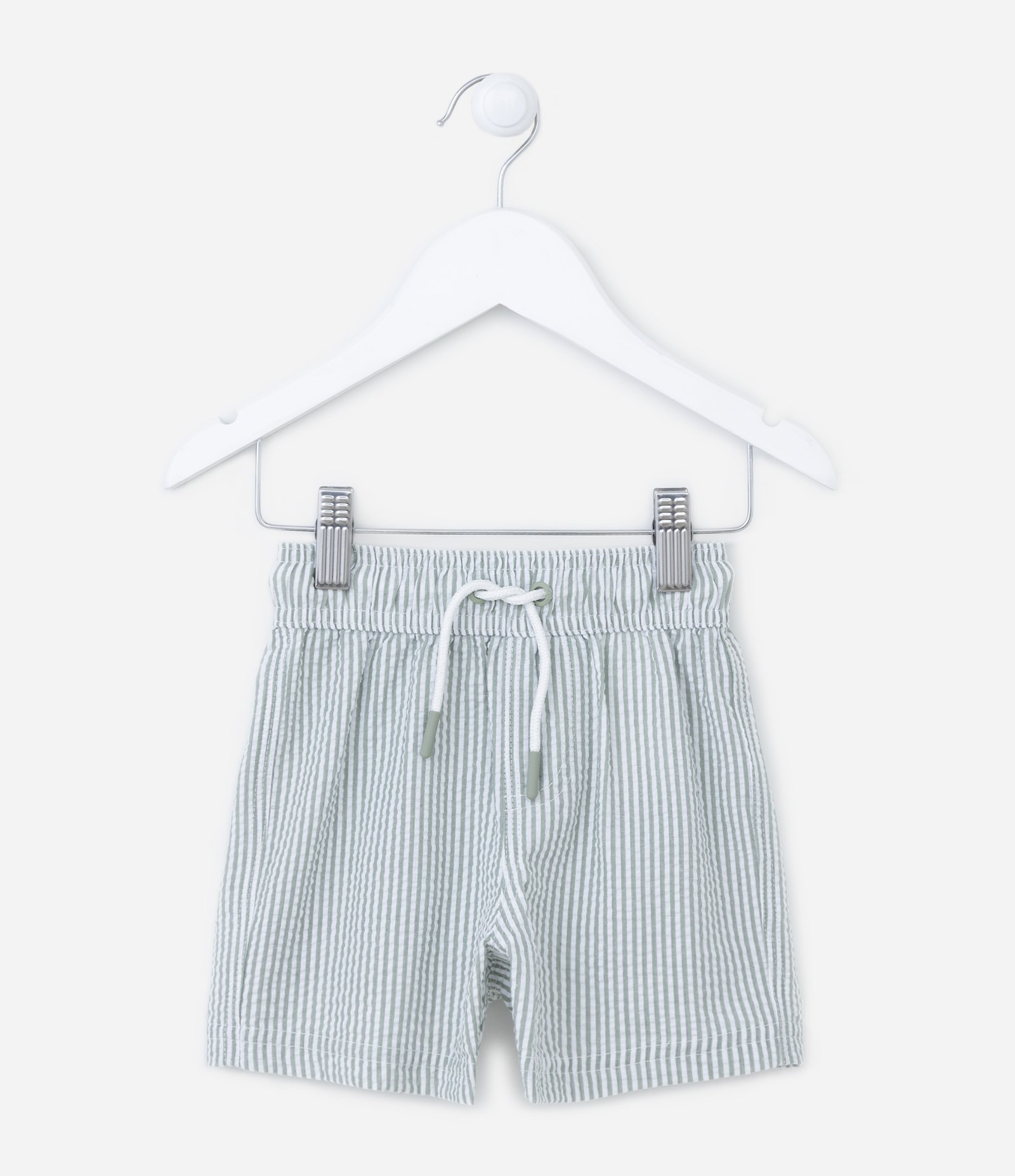 Bermuda Infantil em Microfibra com Textura e Listrinhas - Tam 1 a 5 Anos Verde 1