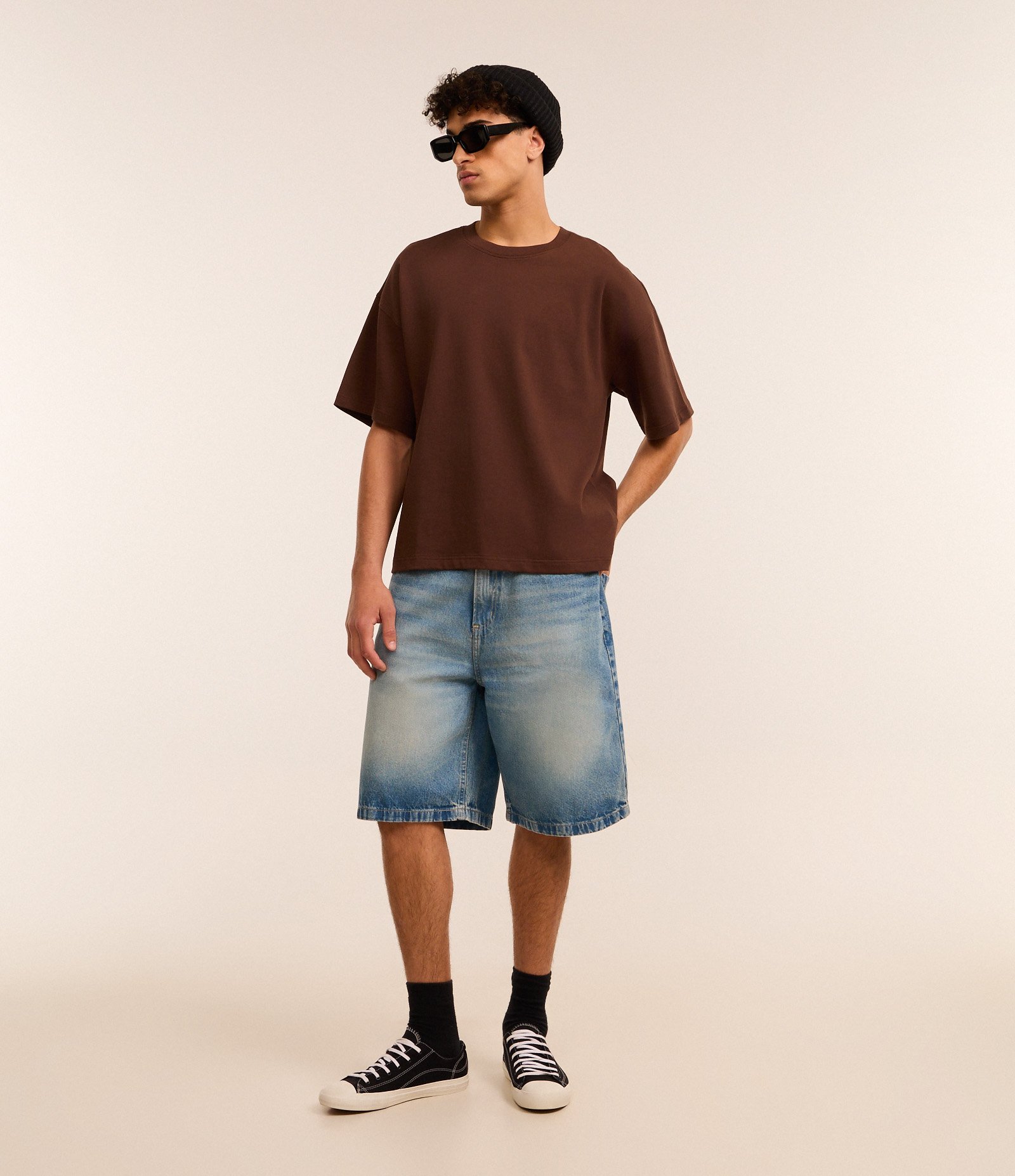 Bermuda Baggy Vintage em Jeans Azul Médio 1