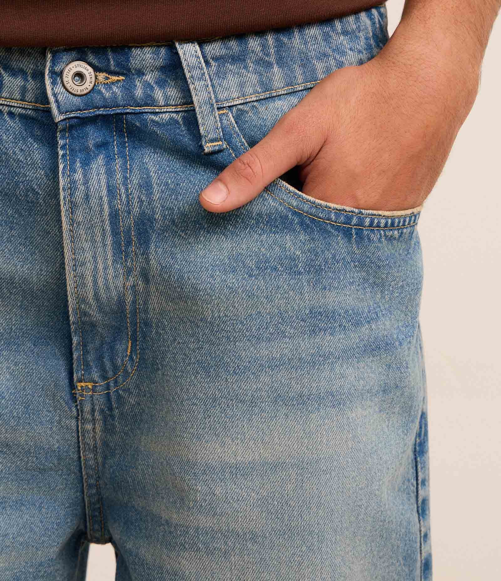 Bermuda Baggy Vintage em Jeans Azul Médio 3