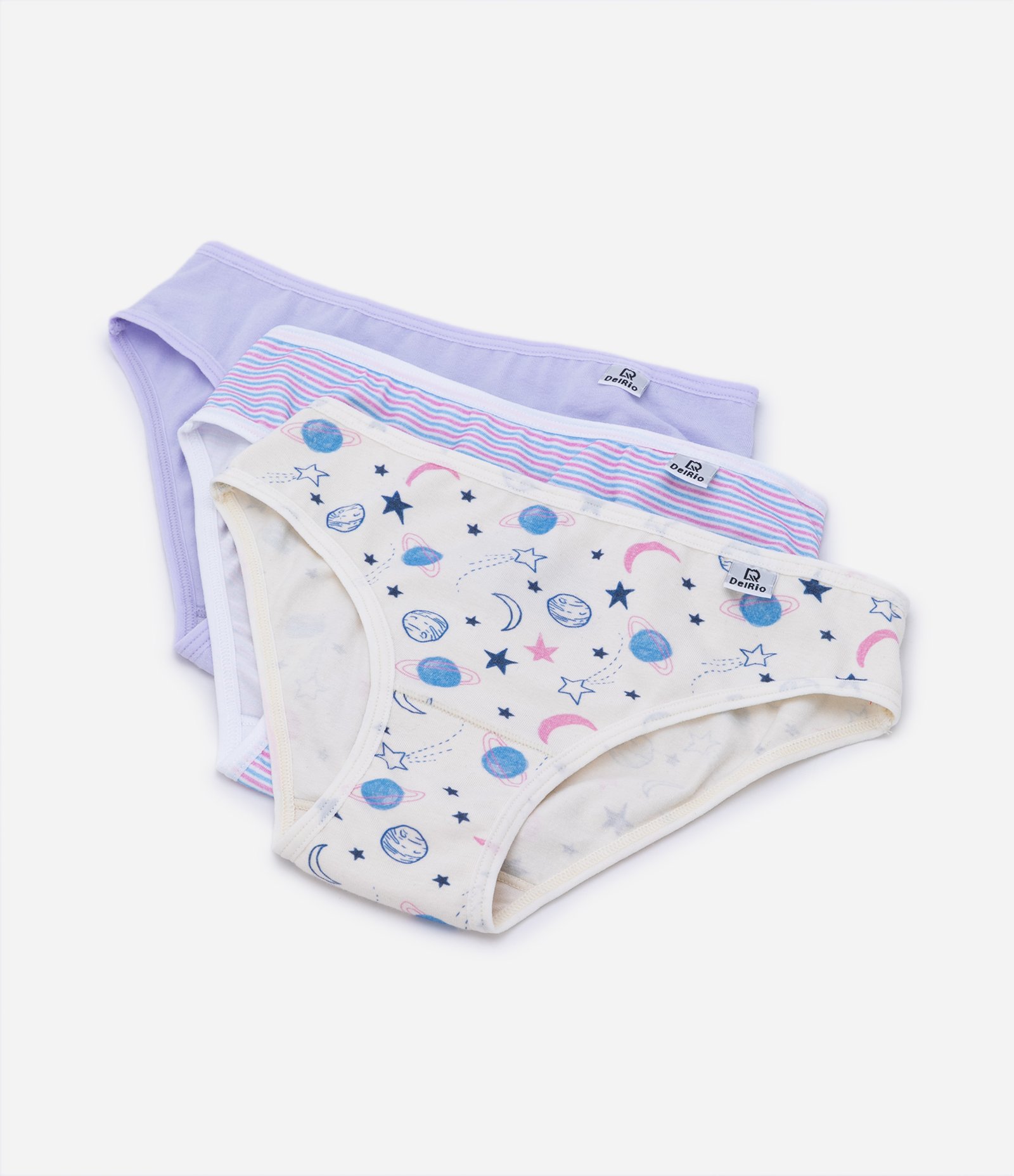 Kit 03 Calcinhas Infantis com Estampados Variados - Tam 4 a 14 anos Lilás 1