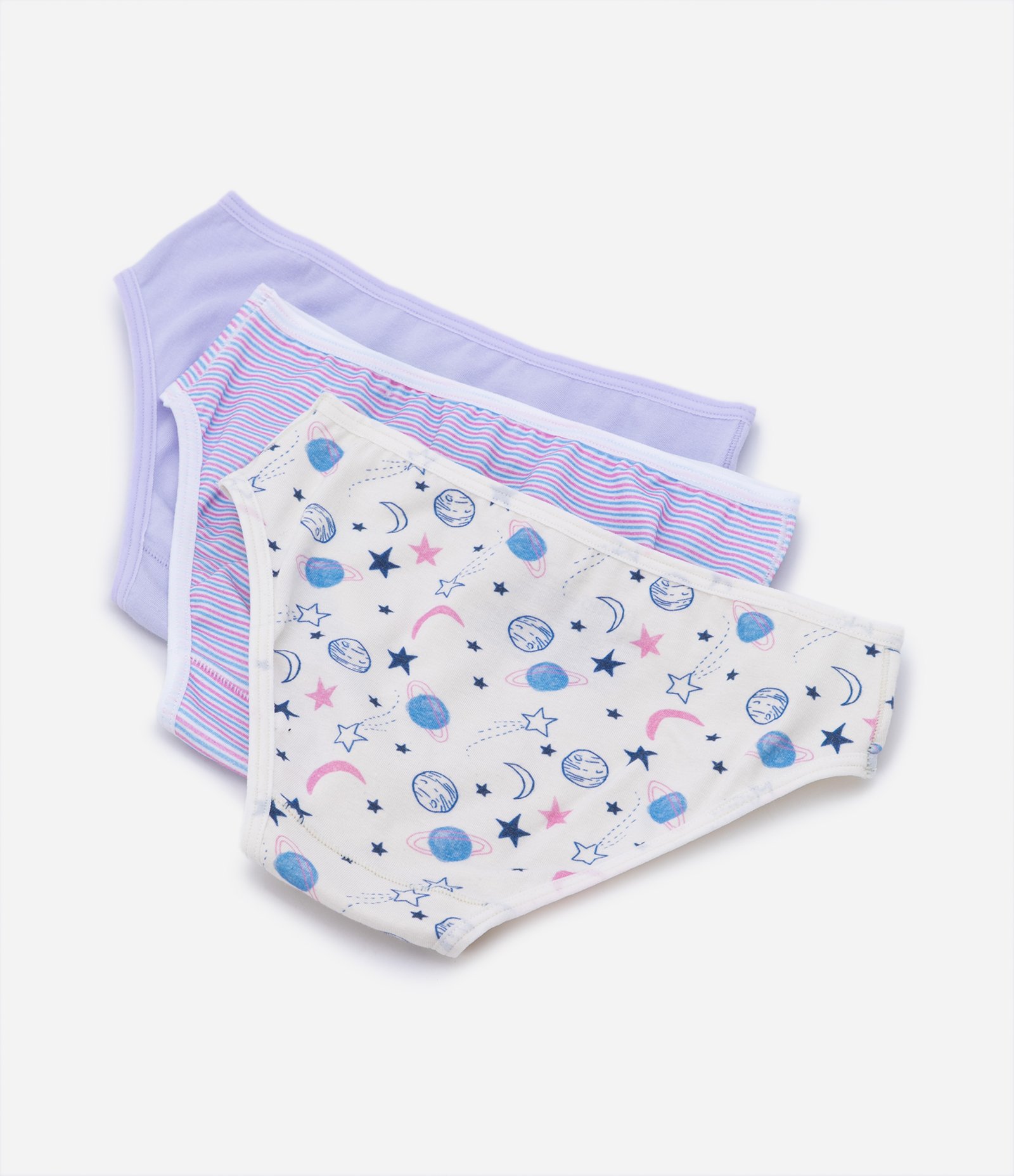 Kit 03 Calcinhas Infantis com Estampados Variados - Tam 4 a 14 anos Lilás 2