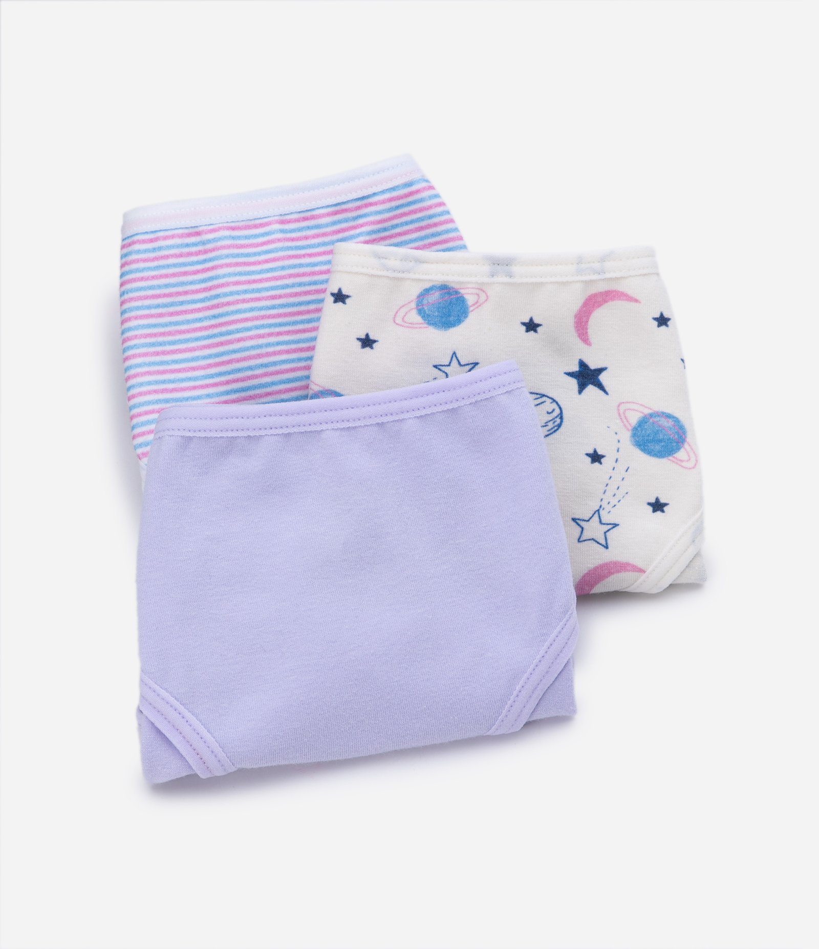 Kit 03 Calcinhas Infantis com Estampados Variados - Tam 4 a 14 anos Lilás 3