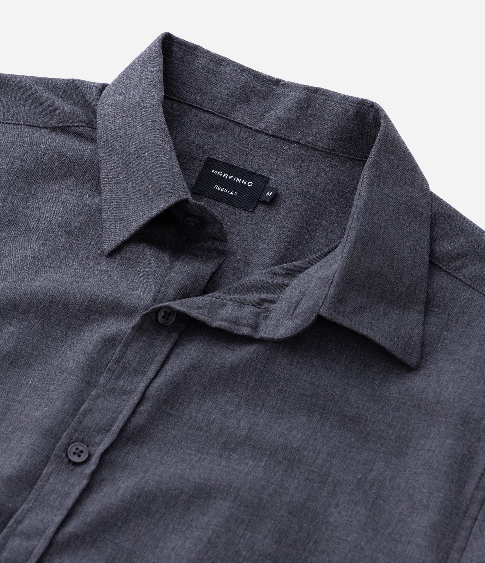 Camisa em Algodão com Botões Frontais e Efeito Mescla Cinza Escuro 11