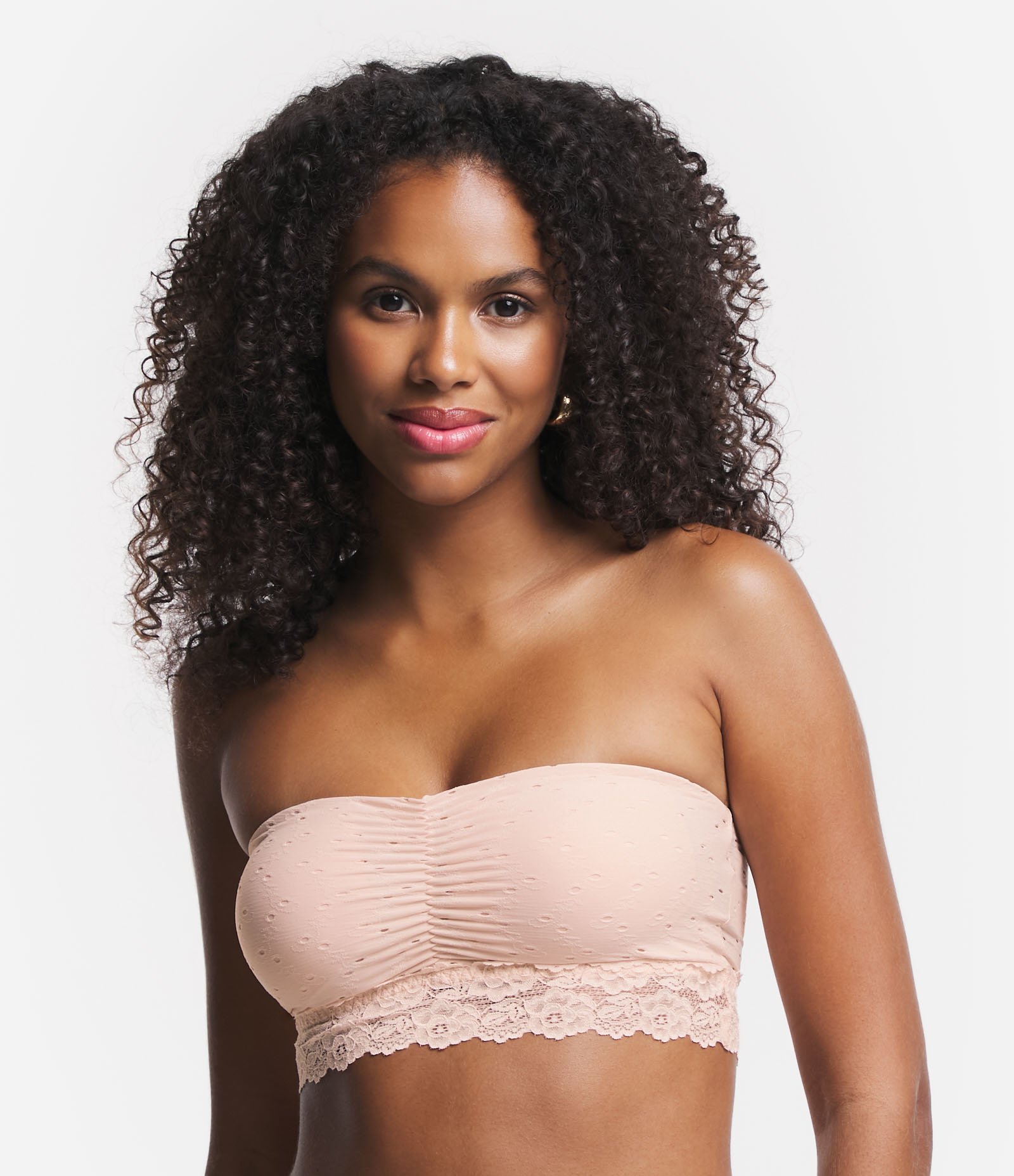 Sutiã sem Alça em Microfibra Texturizada com Renda 1