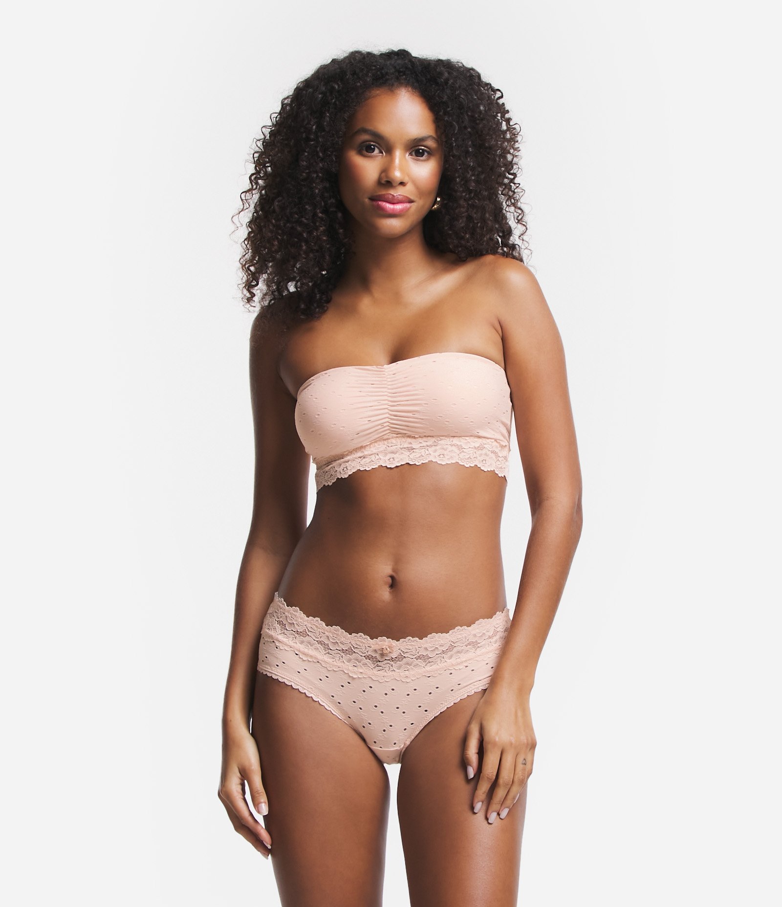 Sutiã sem Alça em Microfibra Texturizada com Renda 2